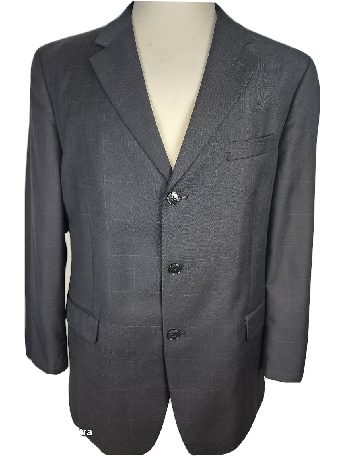 jones new york Men’s Sz 44R Black Check 100% Wool Sport Coat S15
