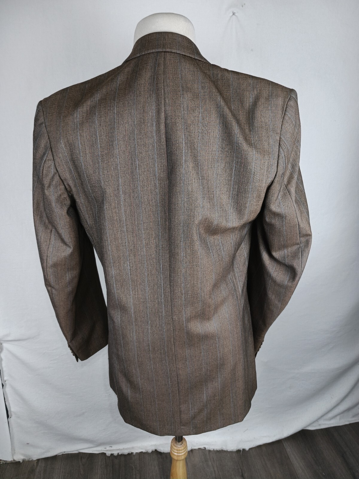 Rafinali gold Mens Sz 40L Brown Striped Wool Blend Sport Coat R4