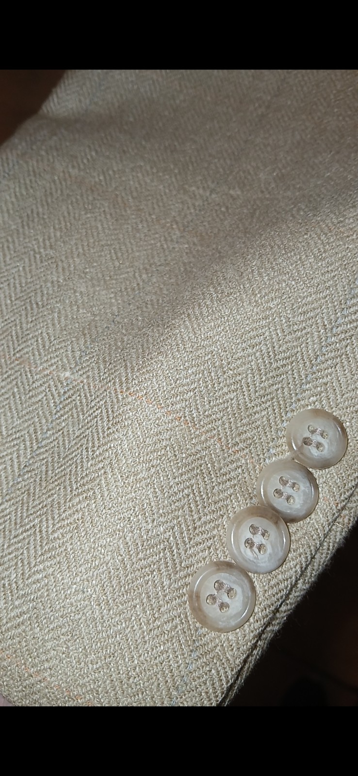 Brooks Brothers Beige Herringbone Tweed Wool Sports Coat 43R 2-Button Vent