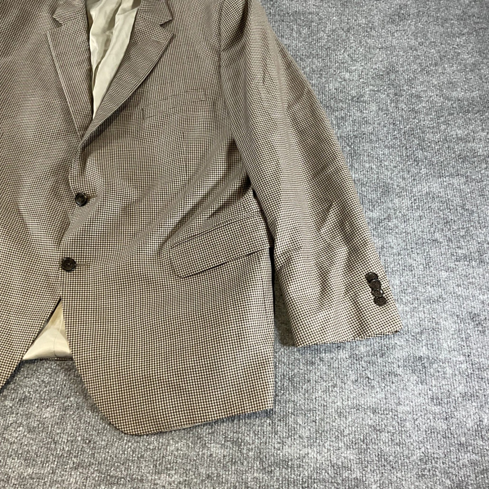 Peter Millar 48R Sport Coat Blazer 100% Wool Brown Houndstooth Two Button Mens