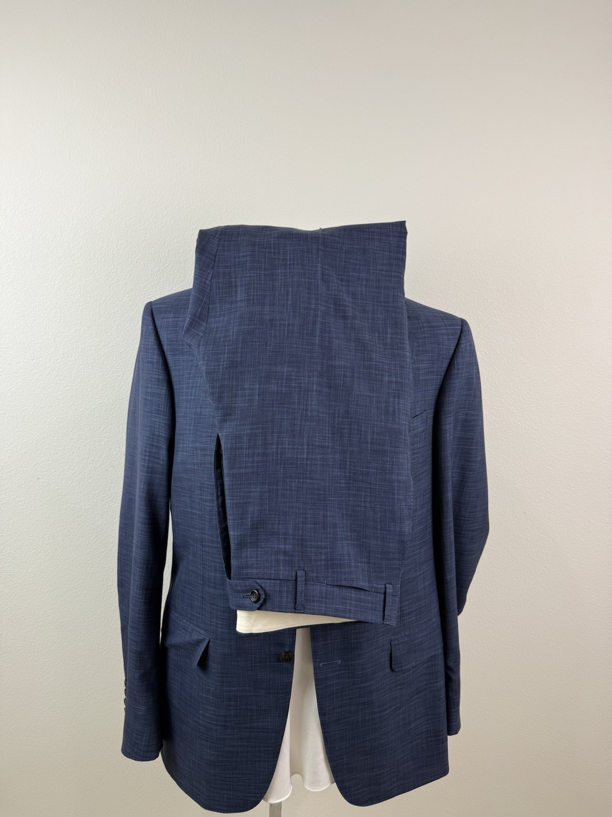 Canali Exclusive Men’s Blue Check Super 150 Wool Silk Suit Sz 44 L Pants 38 X 34