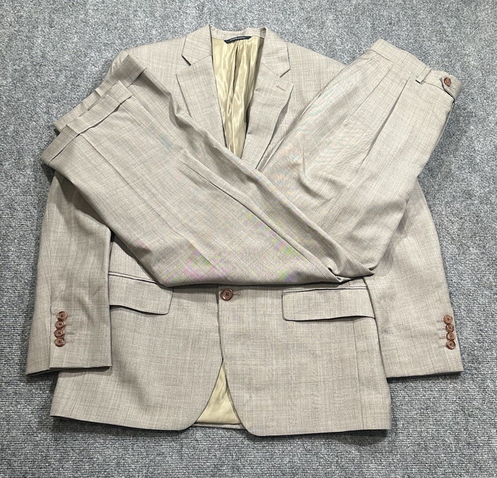 RALPH Ralph Lauren Suit 38R Brown Plaid 32 x 31 Pants 100% Wool 2 Btn Jacket