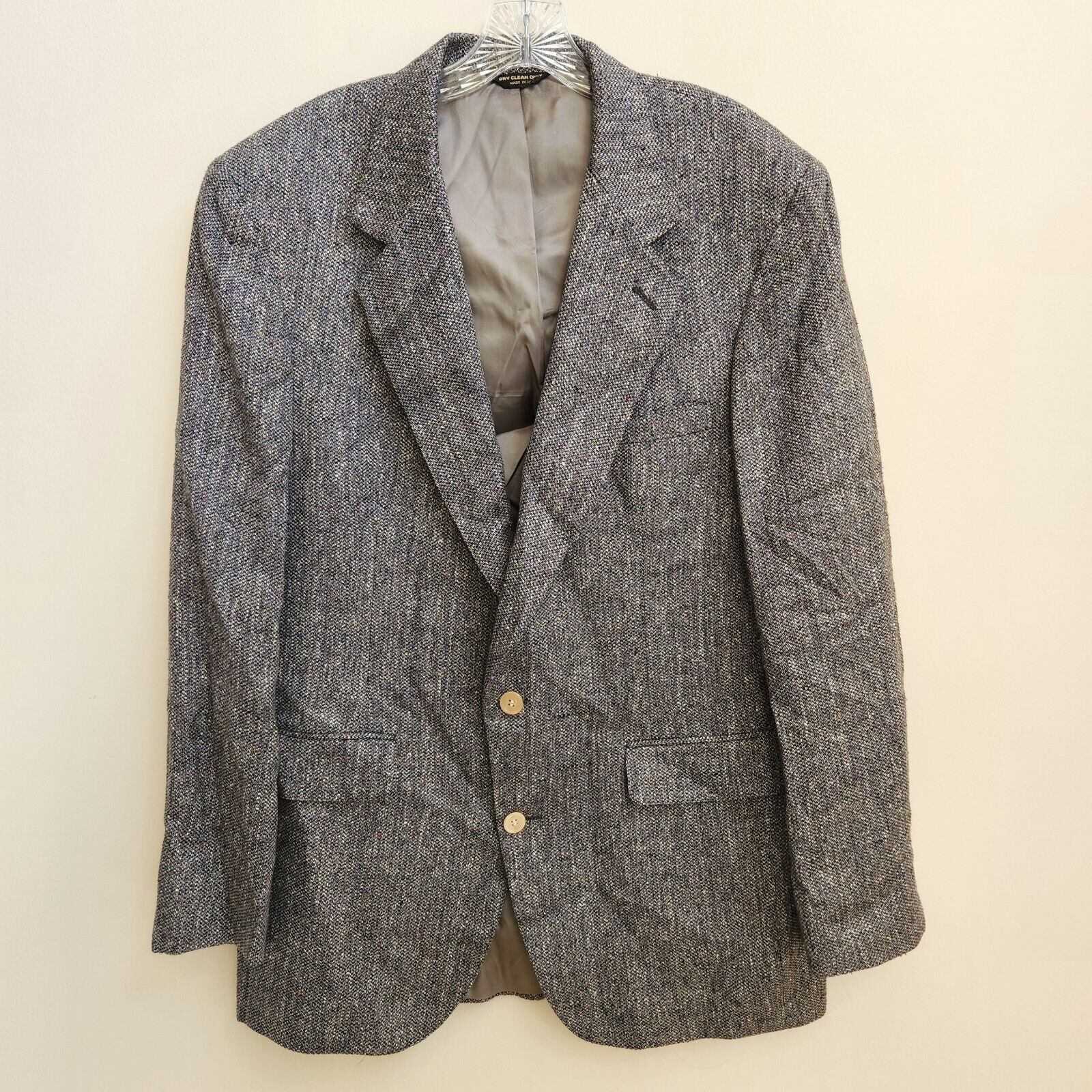 Peterborough Row Bloomingdales Blazer Men’s 42L Silk Gray Heather Tweed Preppy