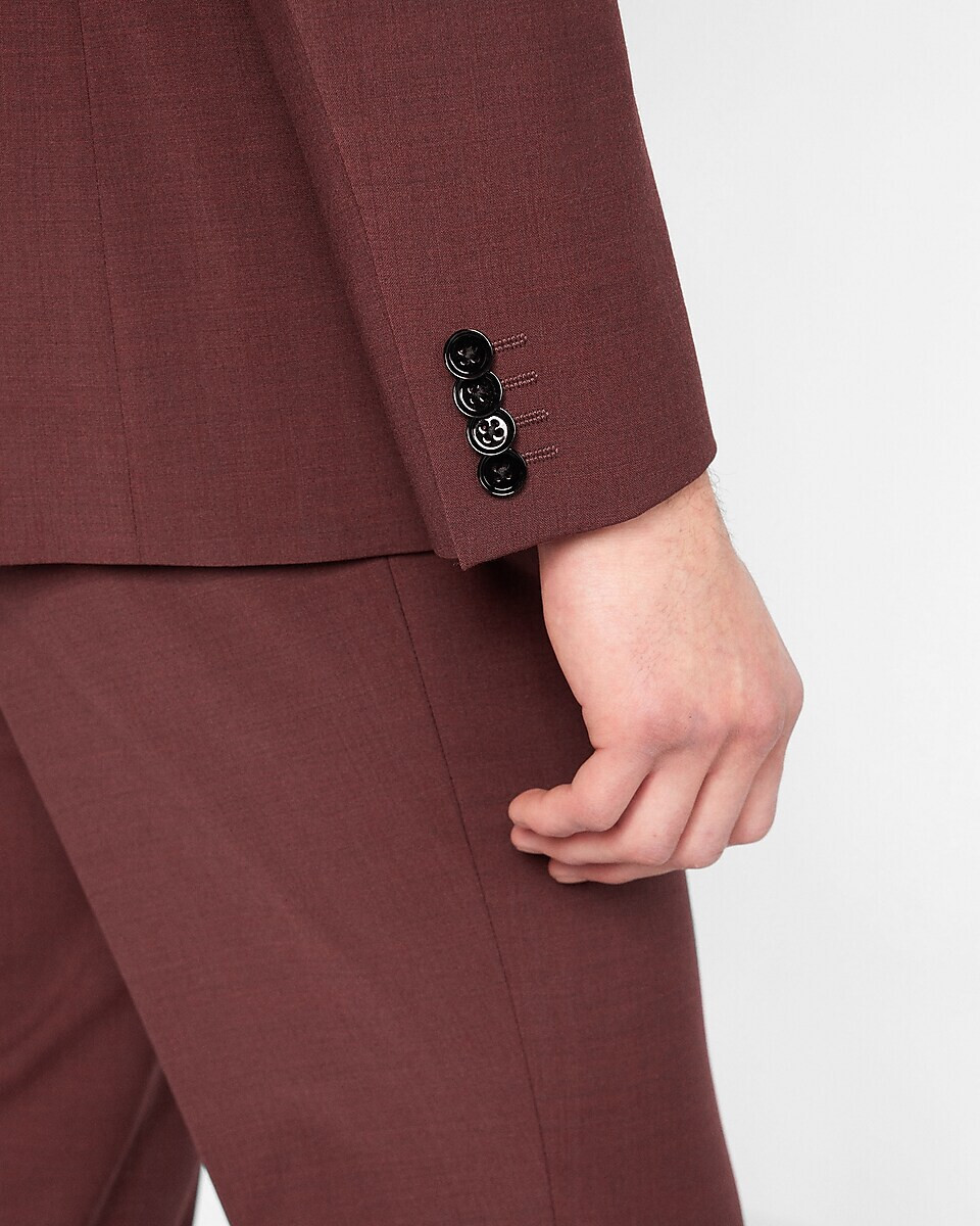 NEW EXPRESS $298 BURGUNDY EXTRA SLIM WOOL BLEND MODERN TECH SUIT JACKET SZ 42S