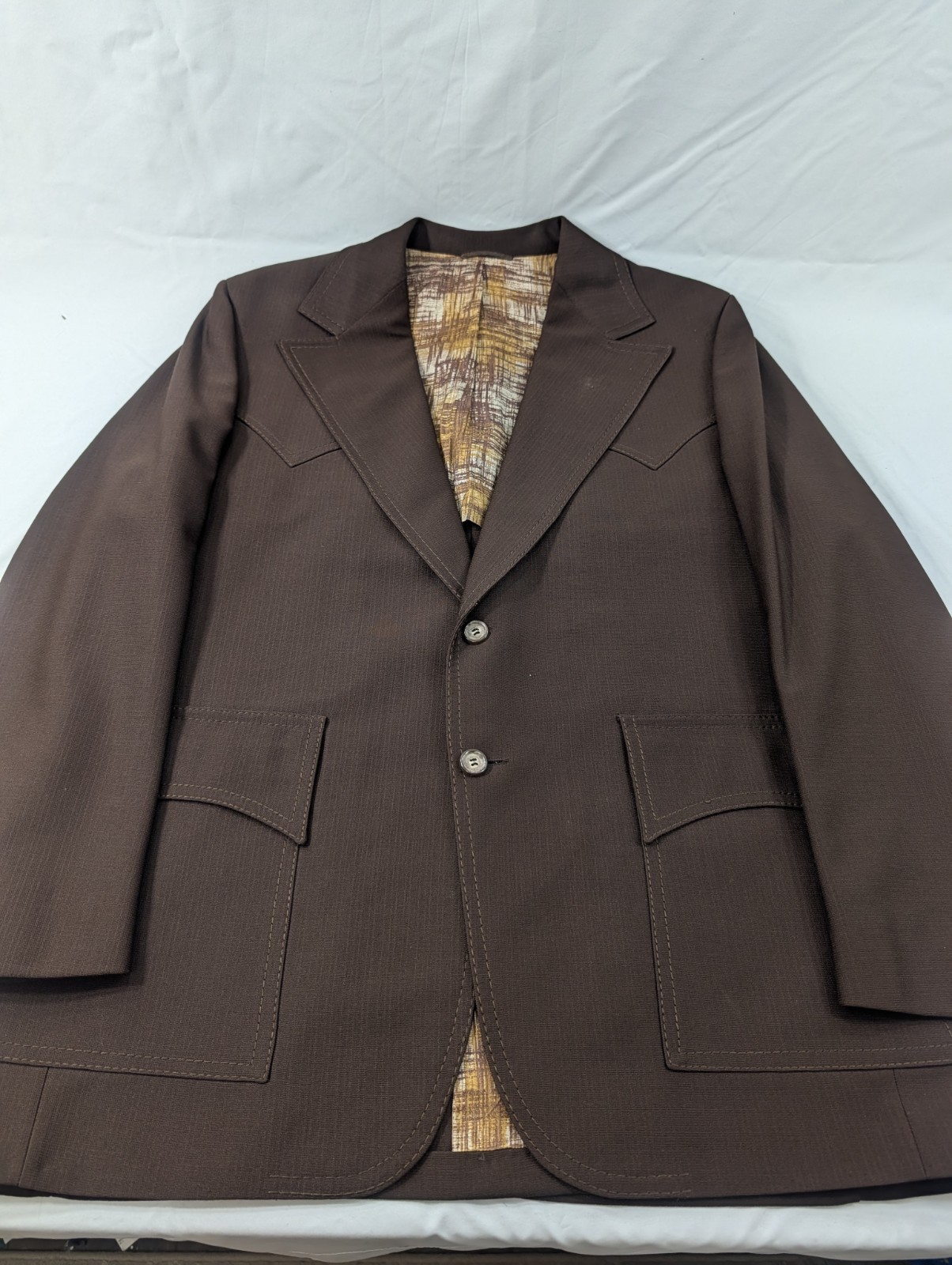 Sheplers Western Cut Sports Jacket Blazer Suit Coat Brown Yokes 44R 46″ Chest
