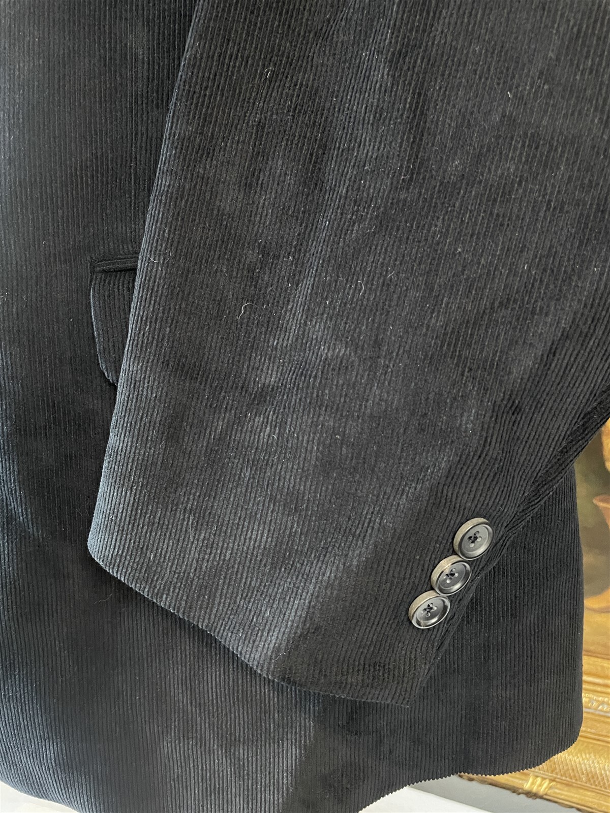 StudioSuits 48R Bespoke Black Corduory 100% Cotton 2Btn Blazer Jacket Sport Coat