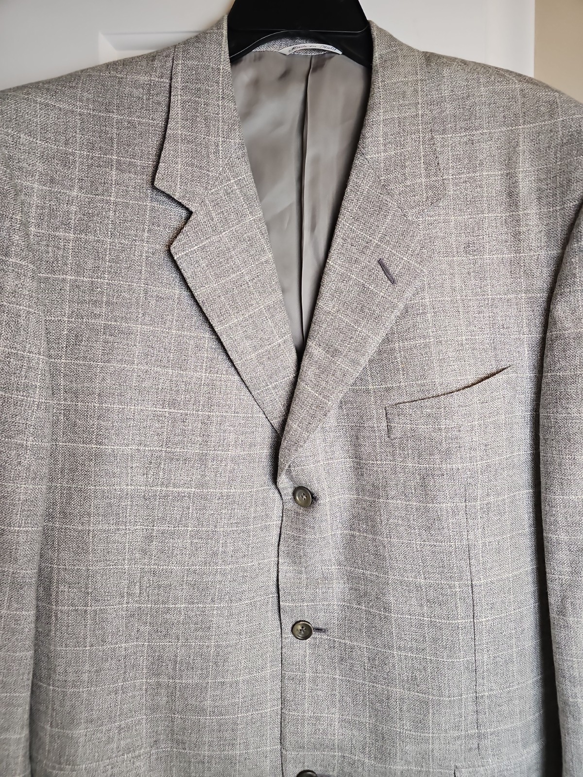 Canali Blazer Wool Silk Linen Sport Coat Jacket Windowpane Gray Mens Size US 48L