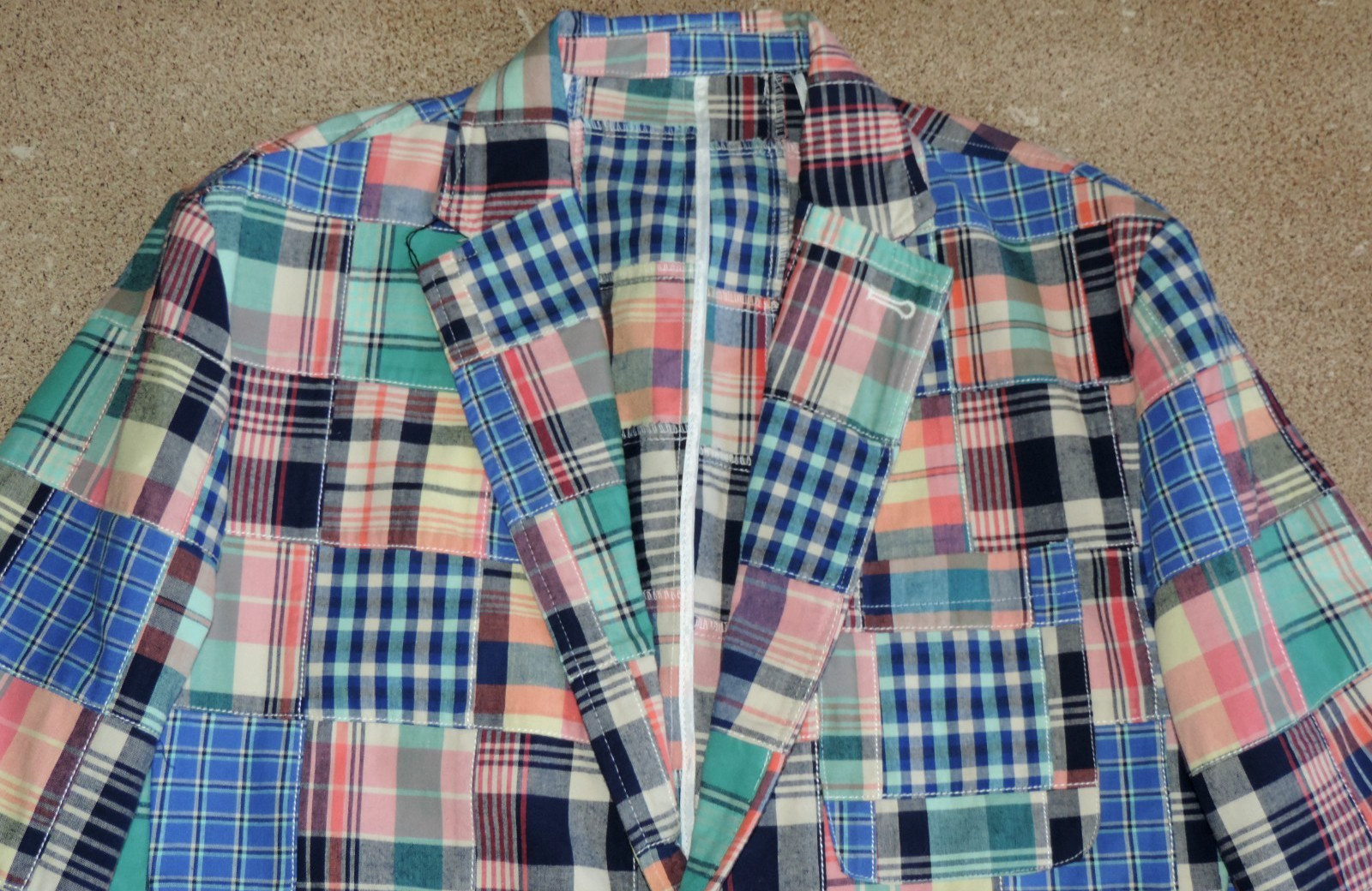 Mens NWT Club Room Plaid Madras Patchwork blazer suit jacket sz M Preppy y2k
