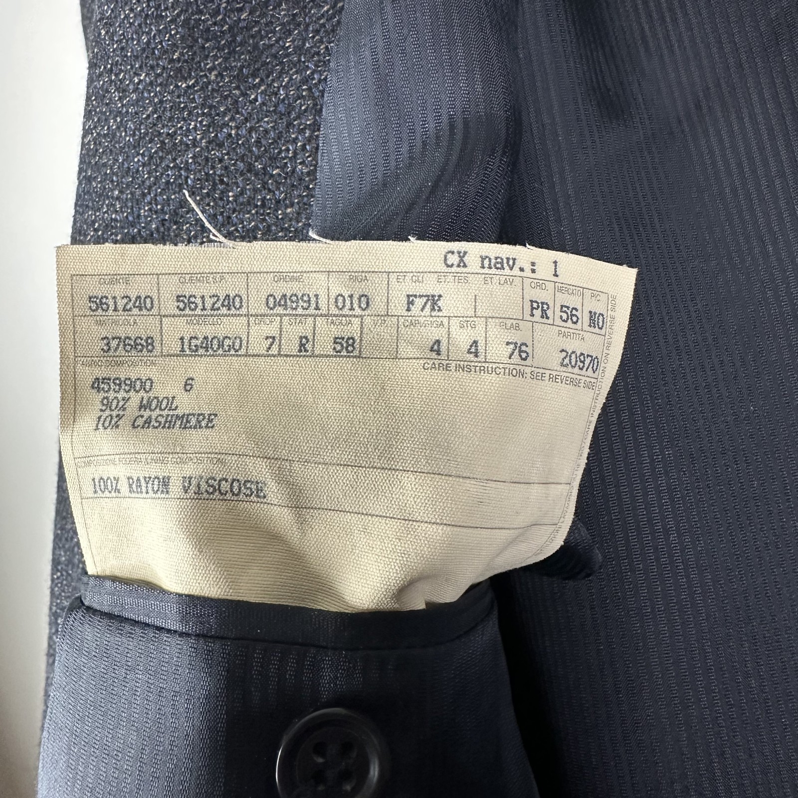 Ermenegildo Zegna Sport Coat Mens 48R Navy Blue 3 Button Cashmere Wool Coat