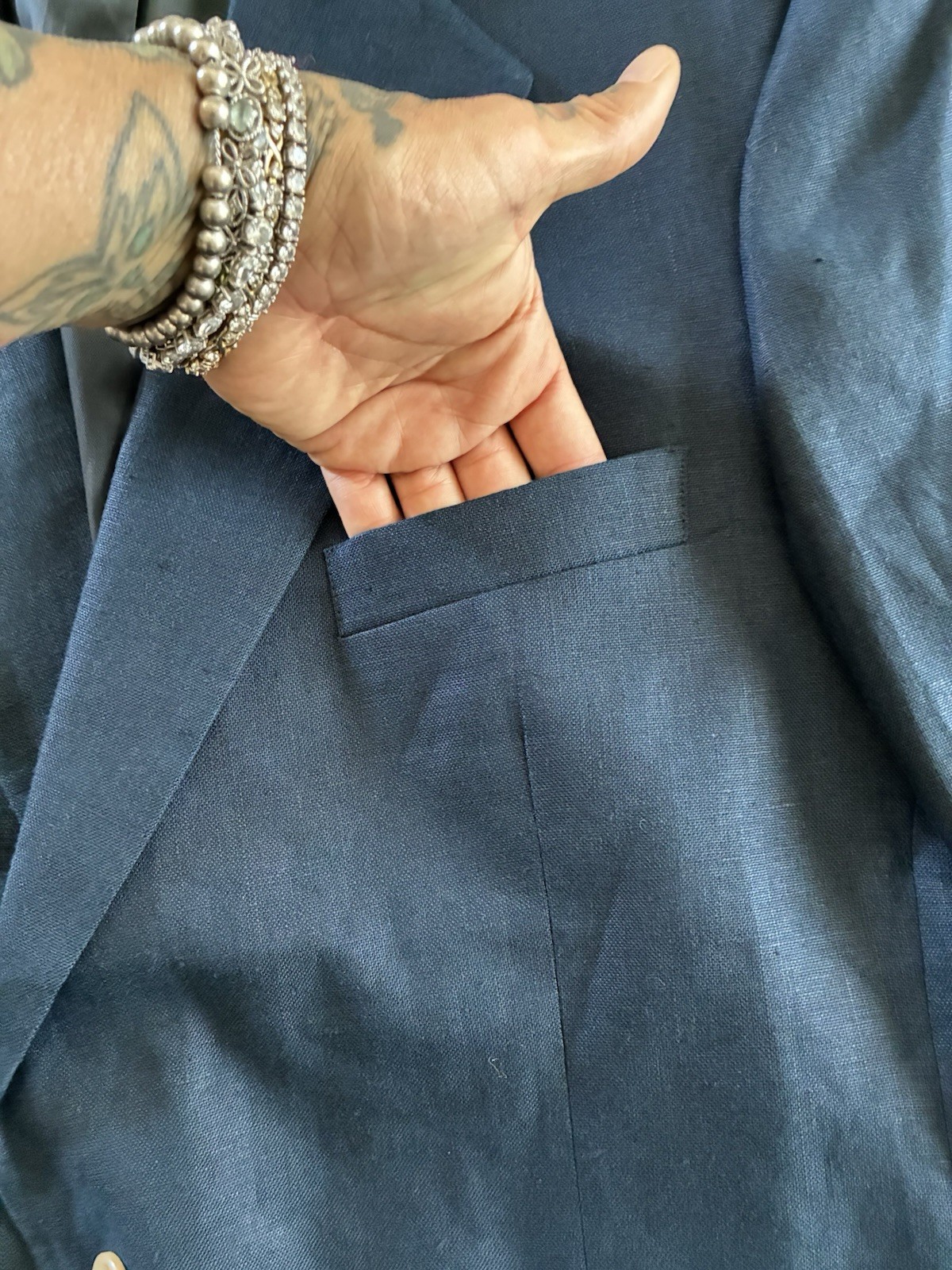 BROOKS BROTHERS 43R Made In The USA 💯 LINEN DARK NAVY TWO- BUTTON SPORT COAT