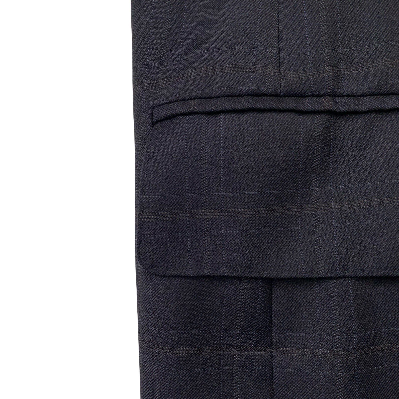 Mens 44 R Canali Blue Label ” Classic Cut ” Navy Blue Windowpane Plaid Suit
