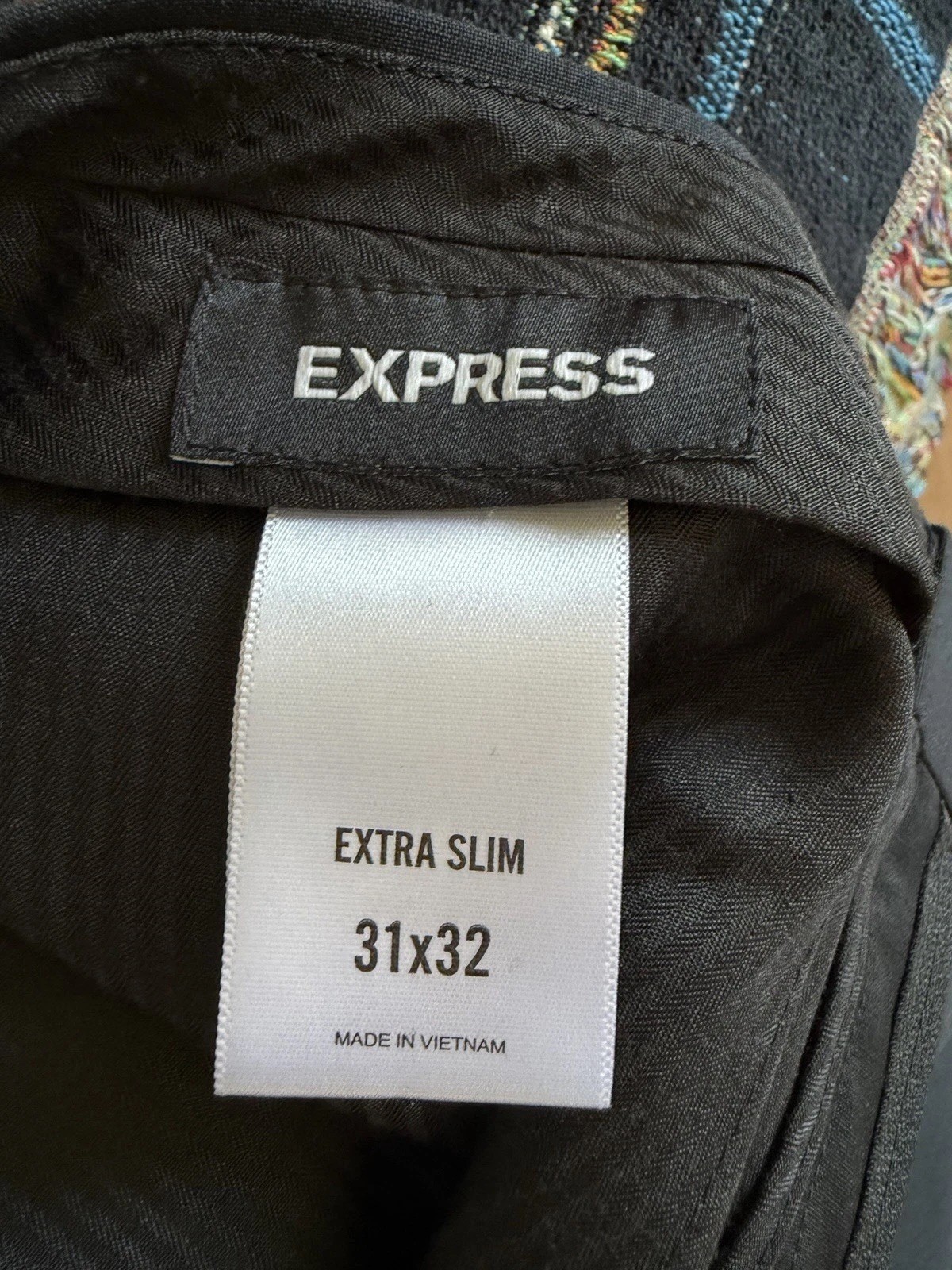 Express Extra Slim Fit Stretch Wrinkle Resistant 2 Piece Black Suit 38S; 31×32