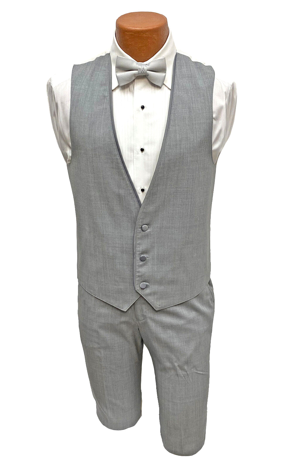 Jean Yves Savoy Men’s Grey Tuxedo Three Piece Suit with Vest Size 37L 31W