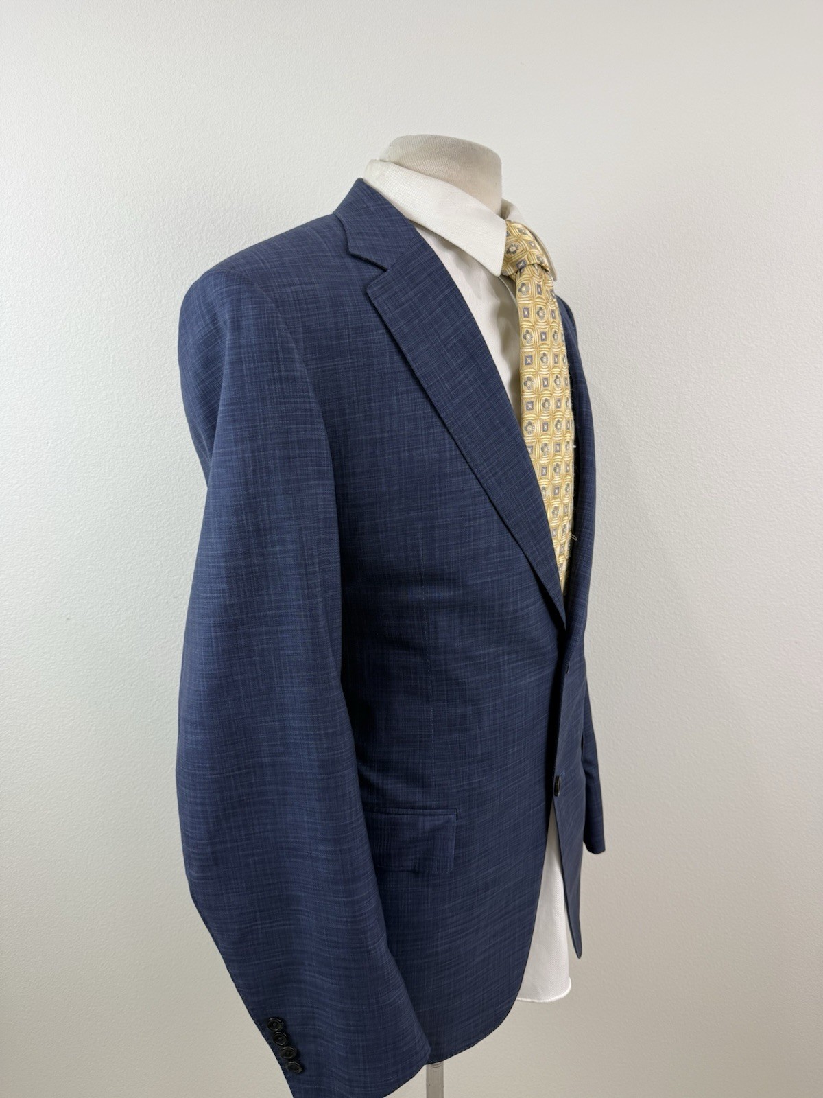 Canali Exclusive Men’s Blue Check Super 150 Wool Silk Suit Sz 44 L Pants 38 X 34