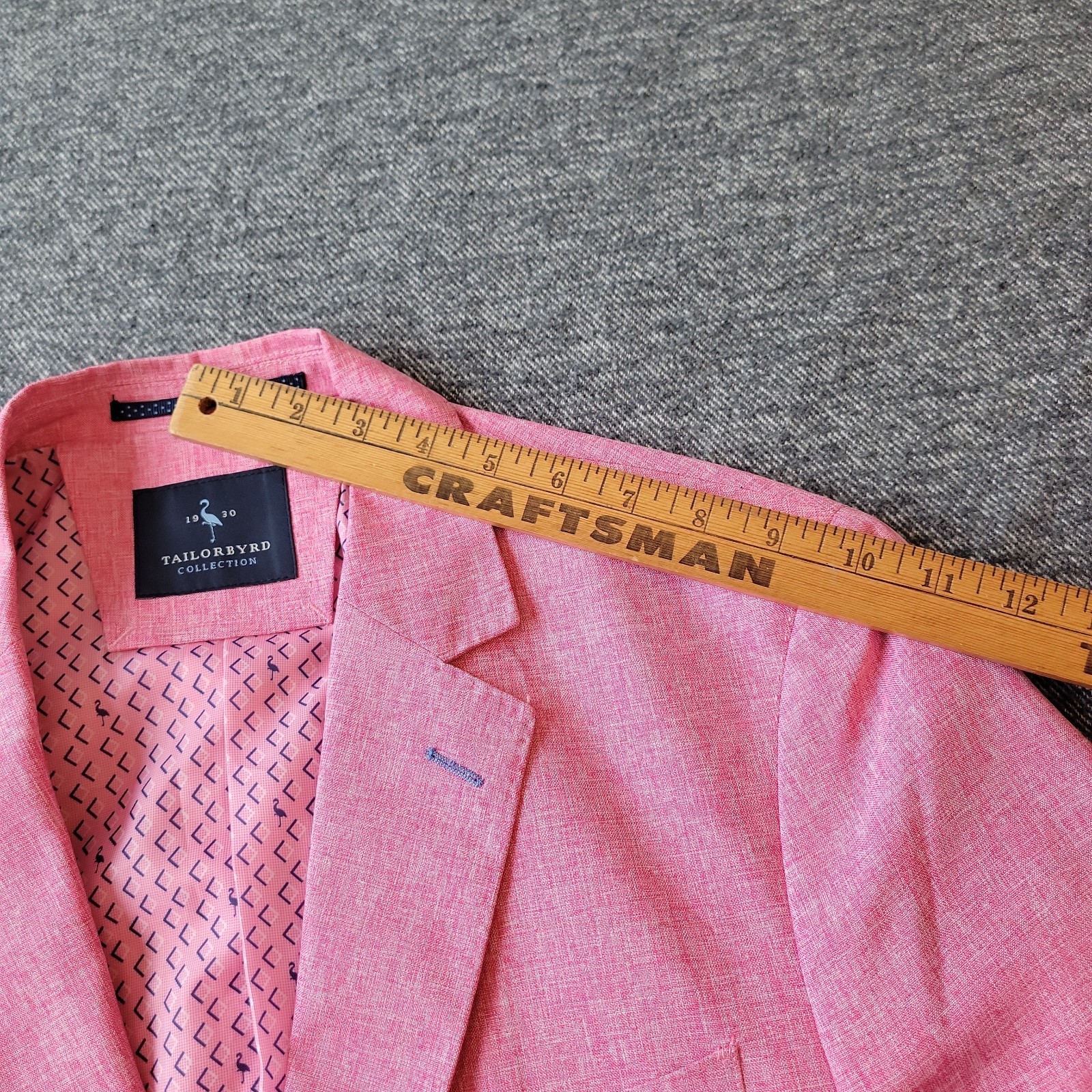 TailorByrd Jacket Men’s 40R Blazer Sport Coat Pink Chambray 2 Button Geometric