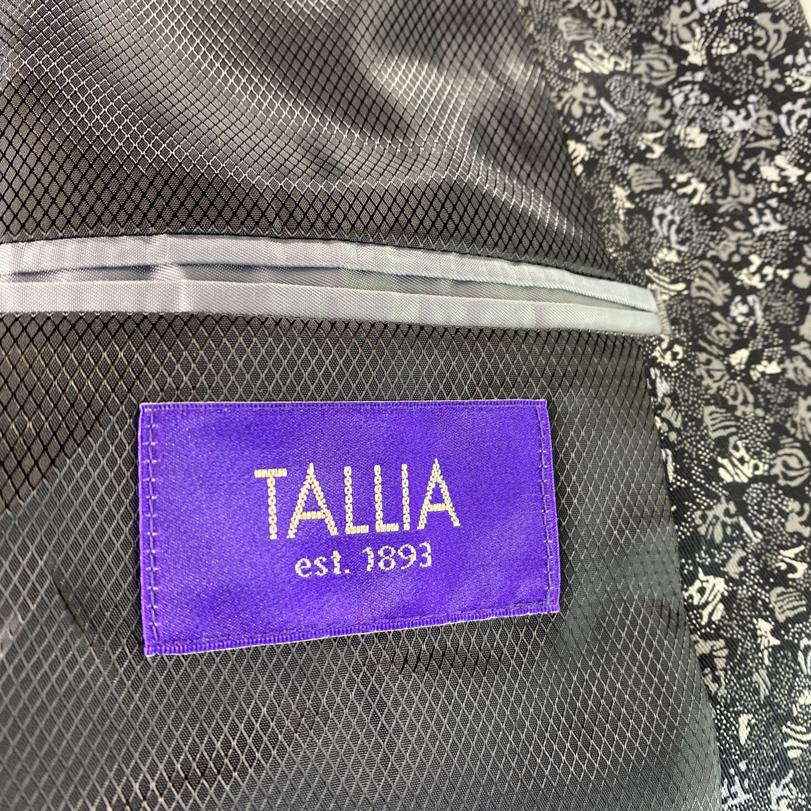 Tallia Sport Blazer Cotton Mens Large Black Artsy Micro Abstract Floral Jacquard