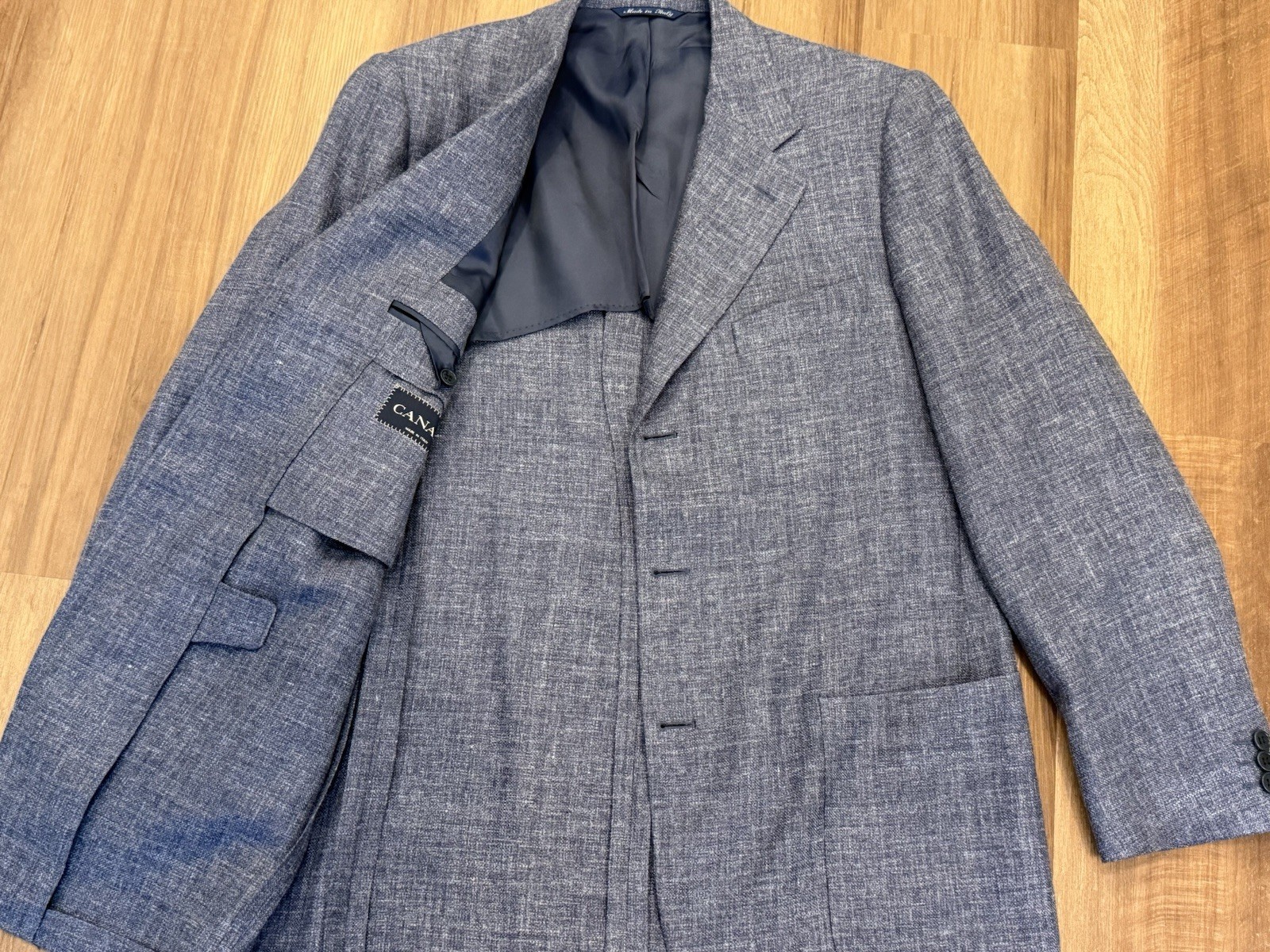 Canali Blue Silk Linen Wool Sport Coat Blazer 50R Italy 3 Button US 40R