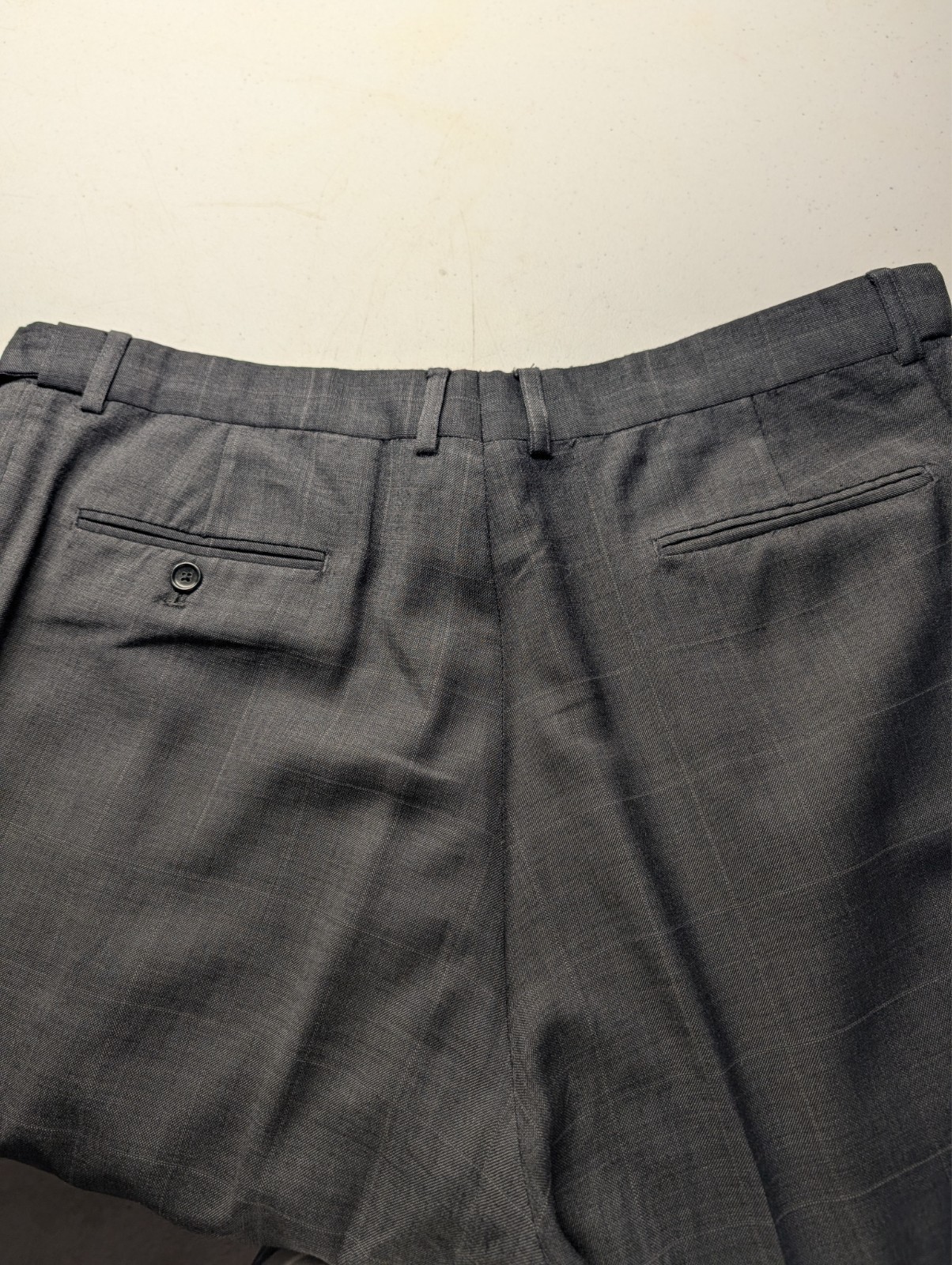 Jones New York JNY 2 Piece Suit Mens 46L 40×31 Gray Windowpane Check Wool Grid