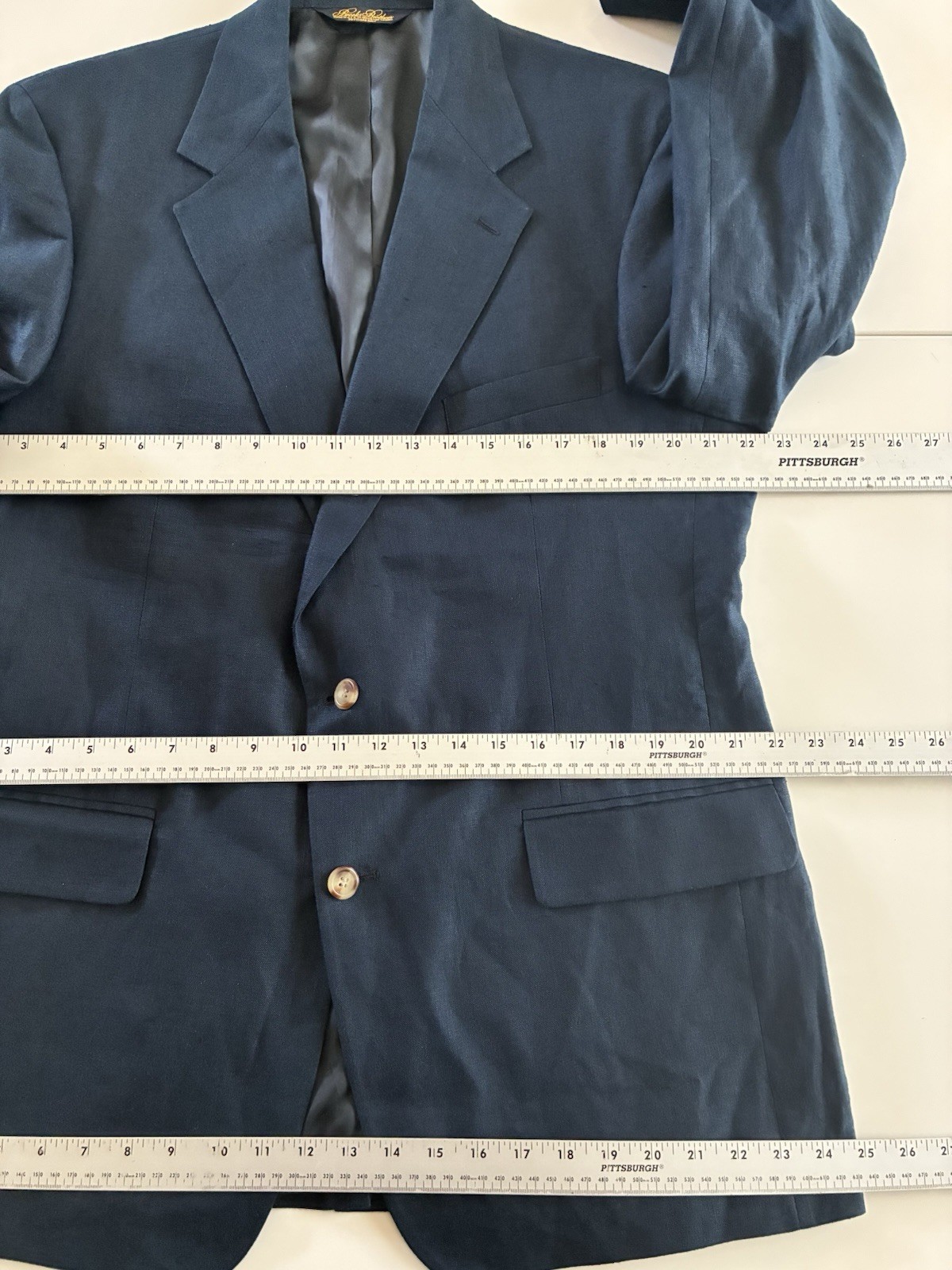 BROOKS BROTHERS 43R Made In The USA 💯 LINEN DARK NAVY TWO- BUTTON SPORT COAT