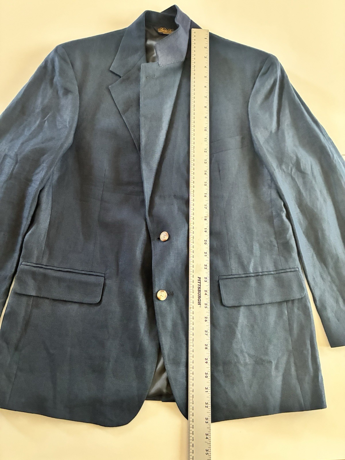 BROOKS BROTHERS 43R Made In The USA 💯 LINEN DARK NAVY TWO- BUTTON SPORT COAT