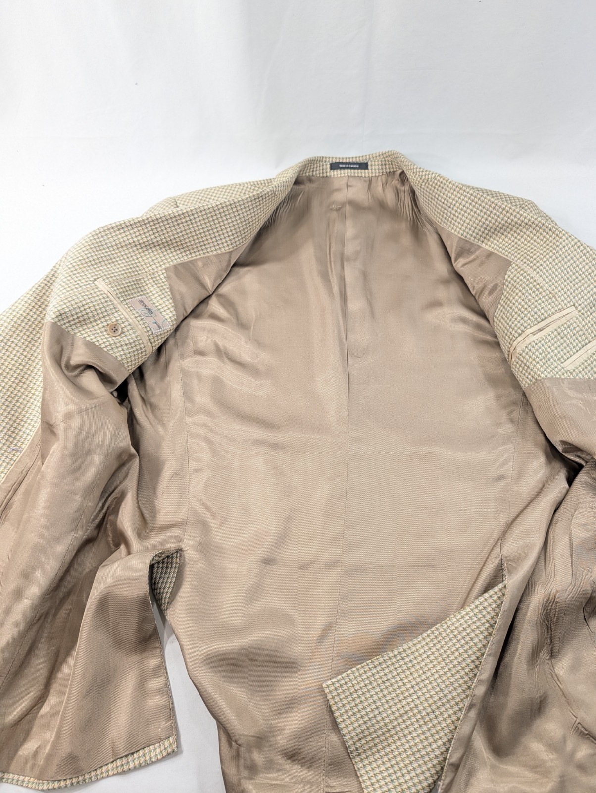 Samuelsohn Steven Giles Blazer Mens 42R Silk Ivory Green Suit Jacket Sport Coat