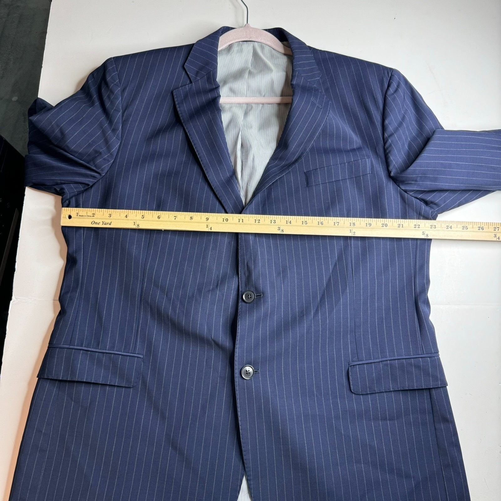 Brooks Bros Explorer Jacket Blazer Sz 46 46R Navy Blue Stripe Fitzgerald Wool