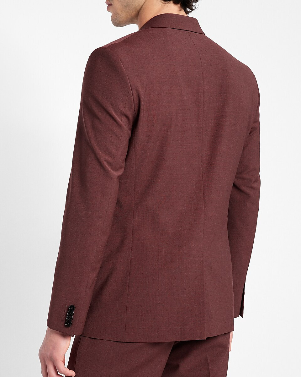 NEW EXPRESS $298 BURGUNDY EXTRA SLIM WOOL BLEND MODERN TECH SUIT JACKET SZ 42S
