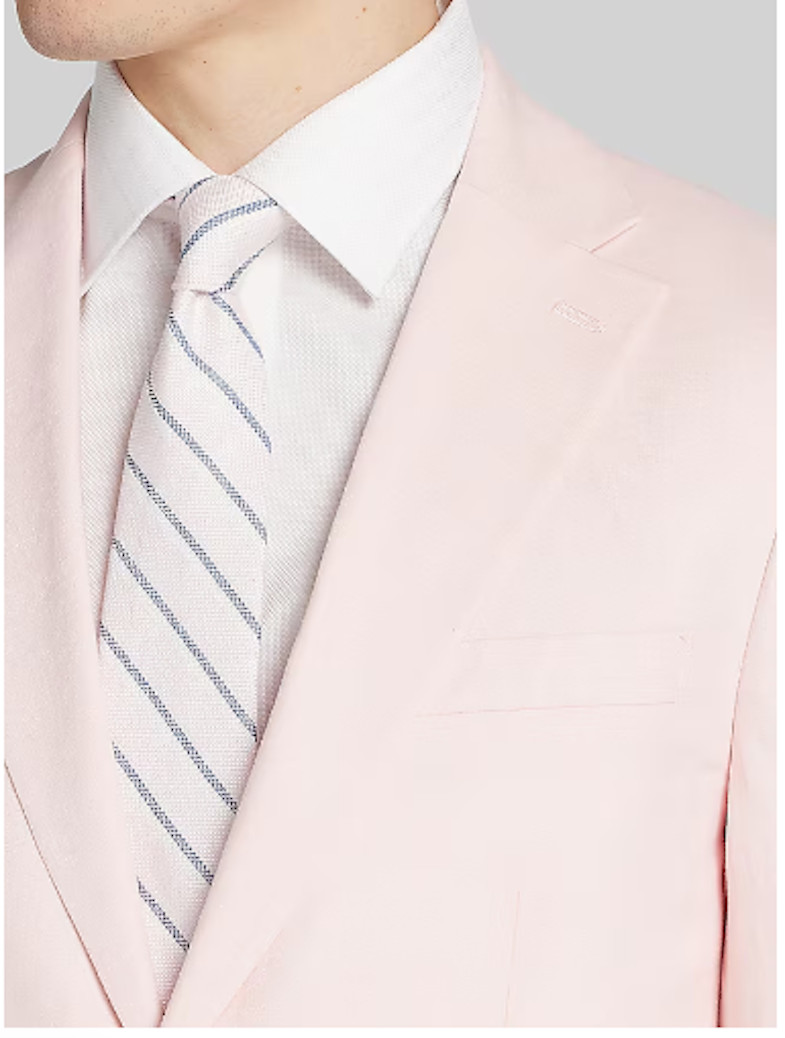Tommy Hilfiger Mens Modern fit Linen Jacket Blazer 40 Short Pink Solid Stretch