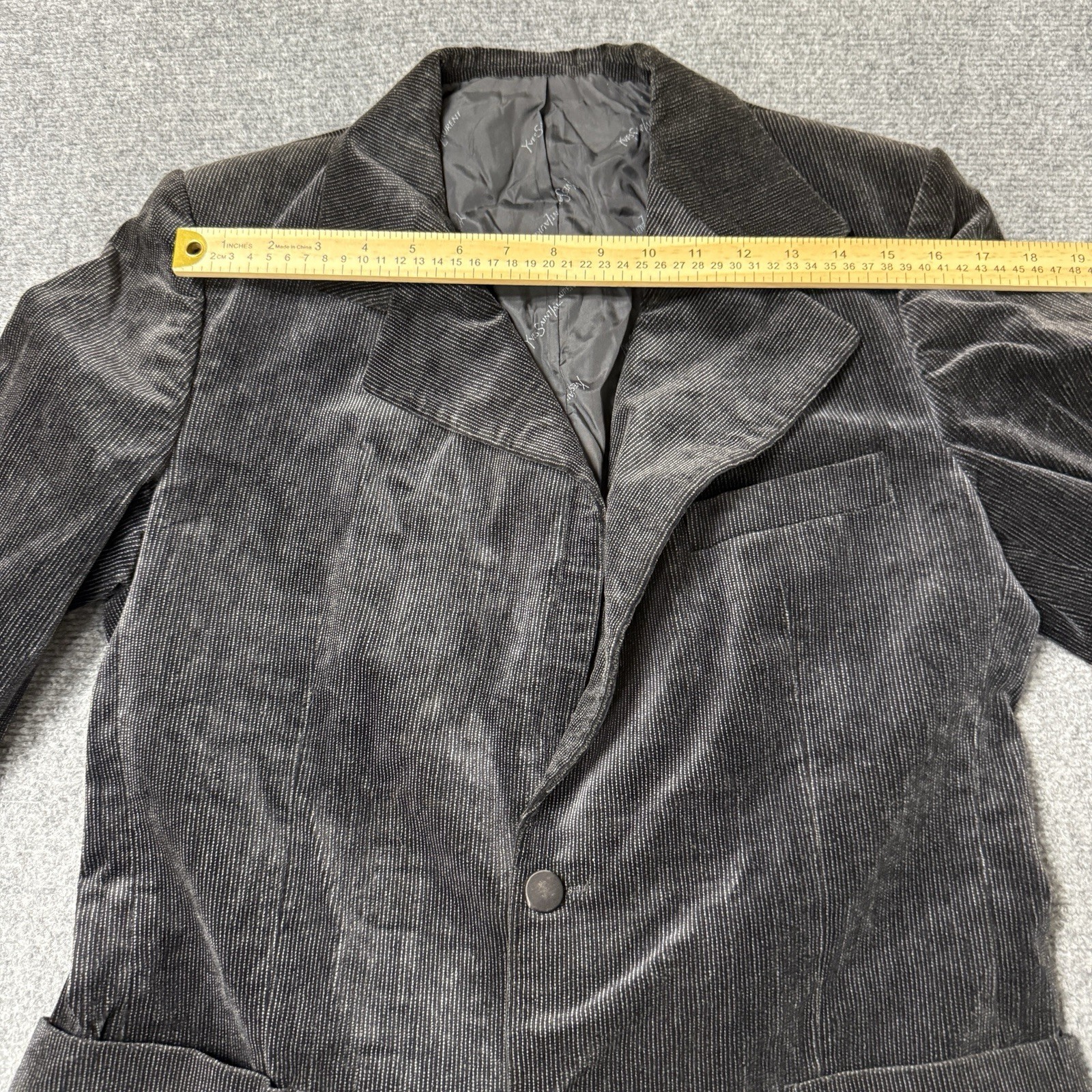 Yes Saint Laurent Vtg Textured Suede Black Blazer Sz 41