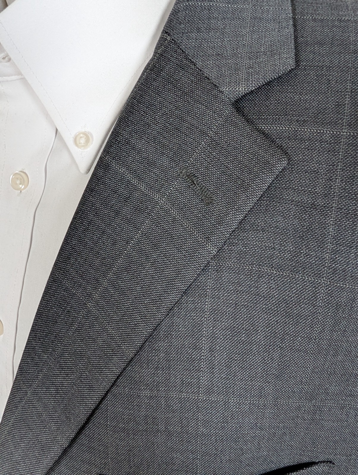 Jones New York JNY 2 Piece Suit Mens 46L 40×31 Gray Windowpane Check Wool Grid