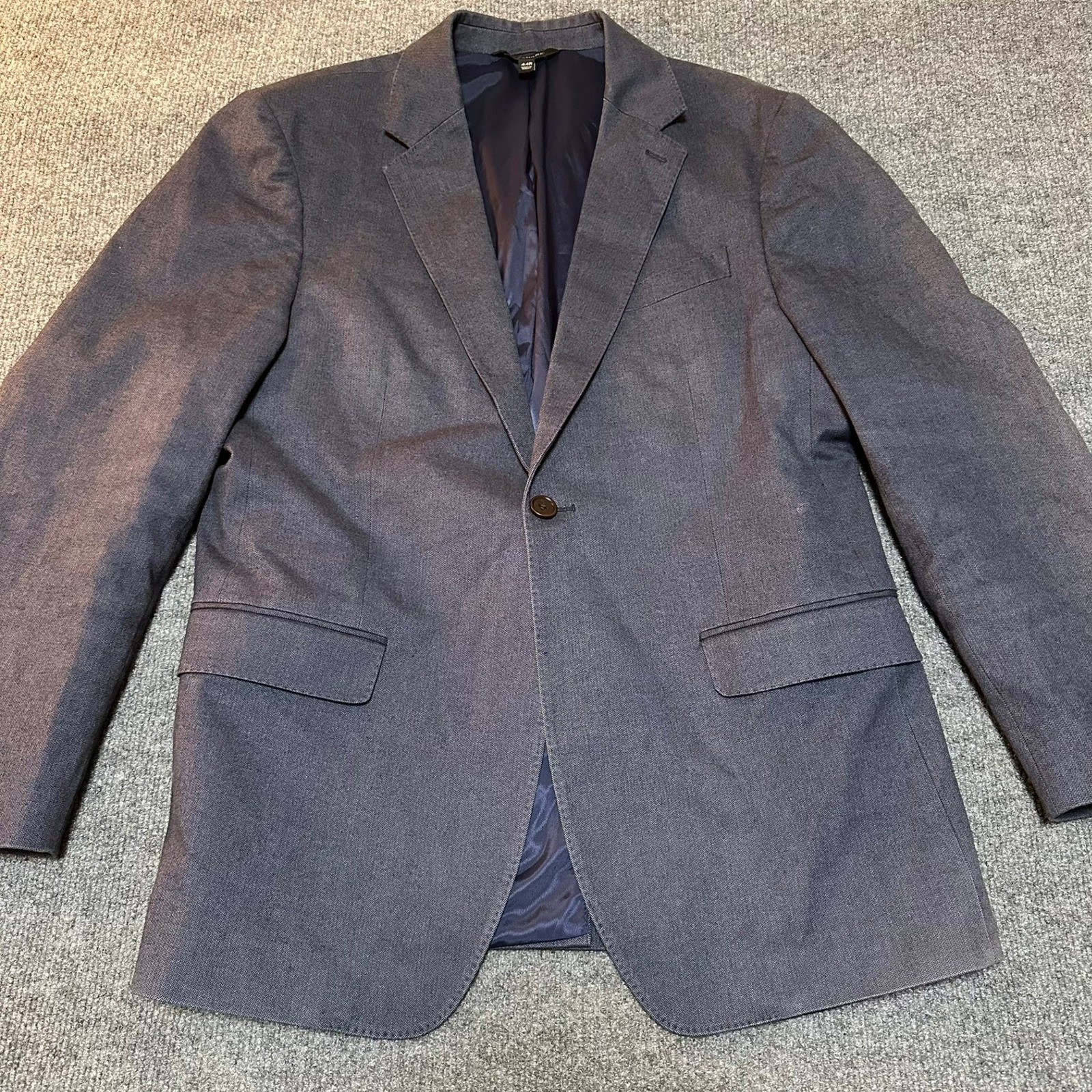 Banana Republic Mens 44R Slim Fit Blazer Blue Herringbone Profilo Italia Coat