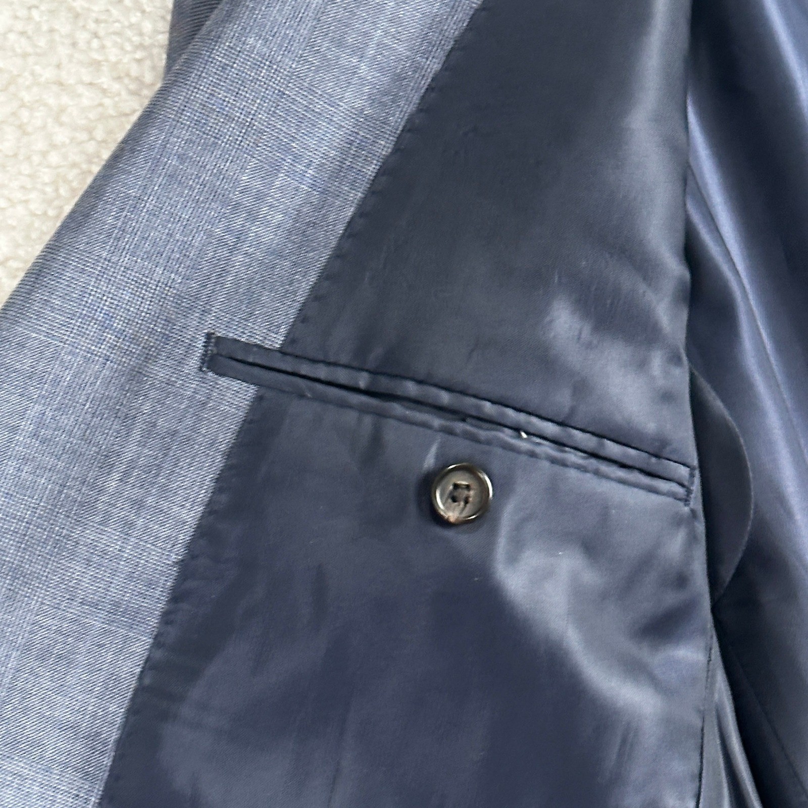 Ralph Lauren Glen Check Blazer Mens 42R Blue Wool Sport Coat Formal Classic