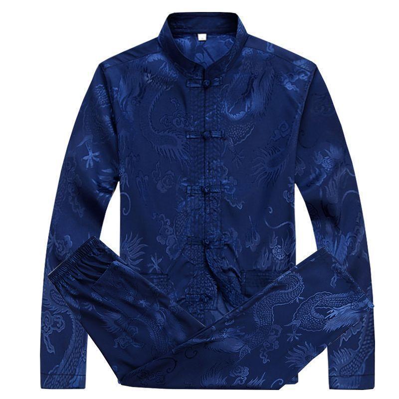 2PC Men’s Ethnic Chinese Tang Suit Coat Clothing Casual Kung Fu Retro Fashion SZ
