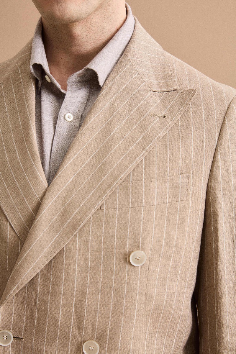 Fashion New Striped Suit for Men Peak Lapel Double Breasted Business Jacket Pant