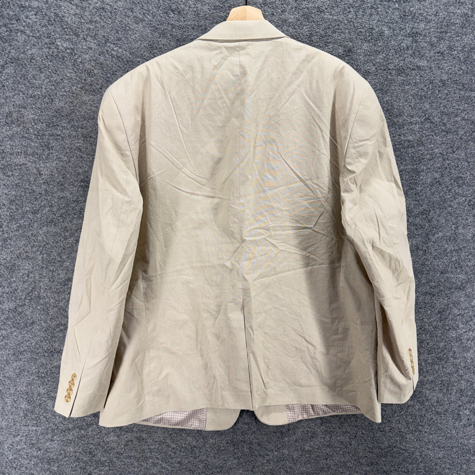 Saddlebred Blazer Men 50 Beige Button Up Collared Long Sleeve Lined Jacket