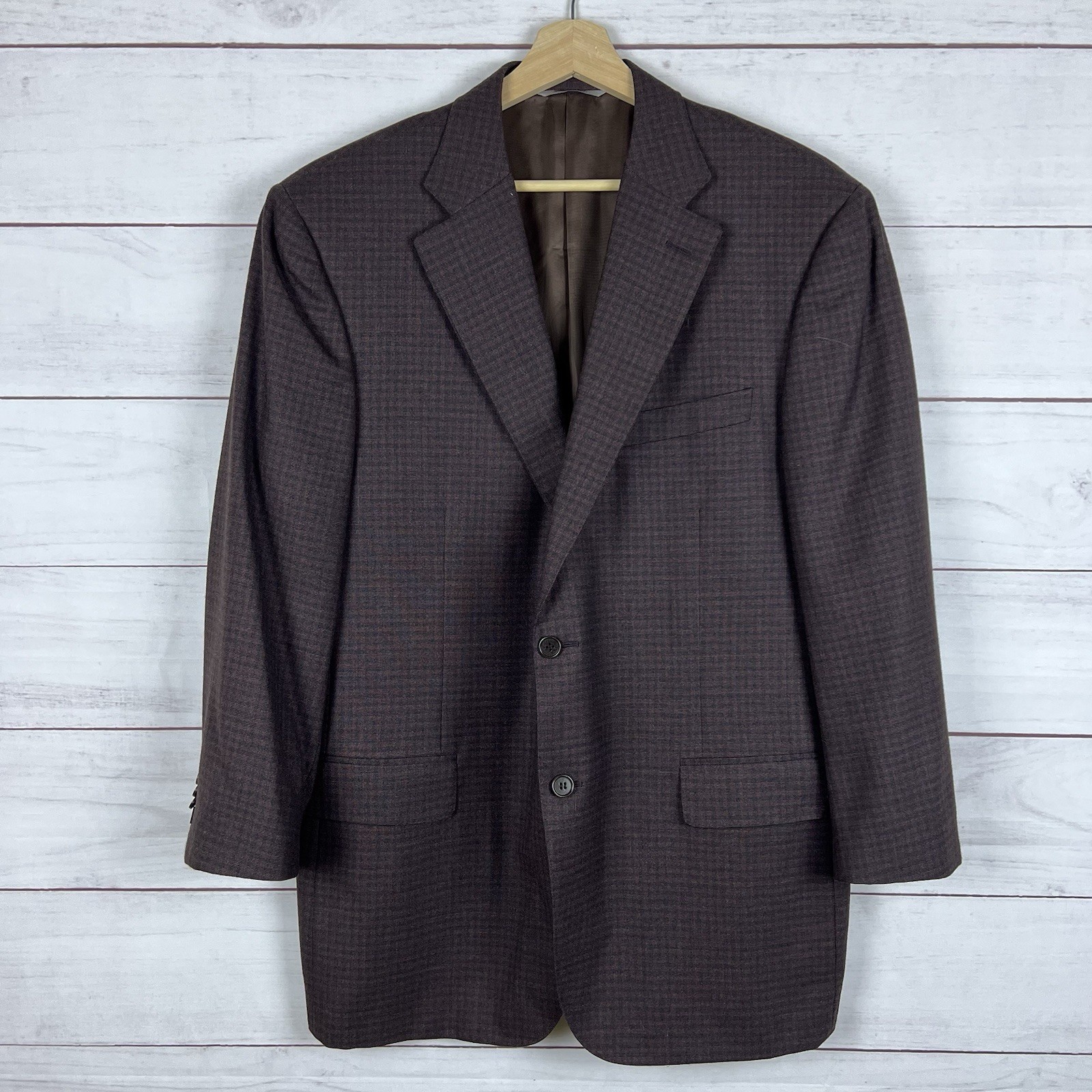 Canali Silk Wool Brown Plaid Sport Coat Blazer Suit Jacket IT 56R US 46R
