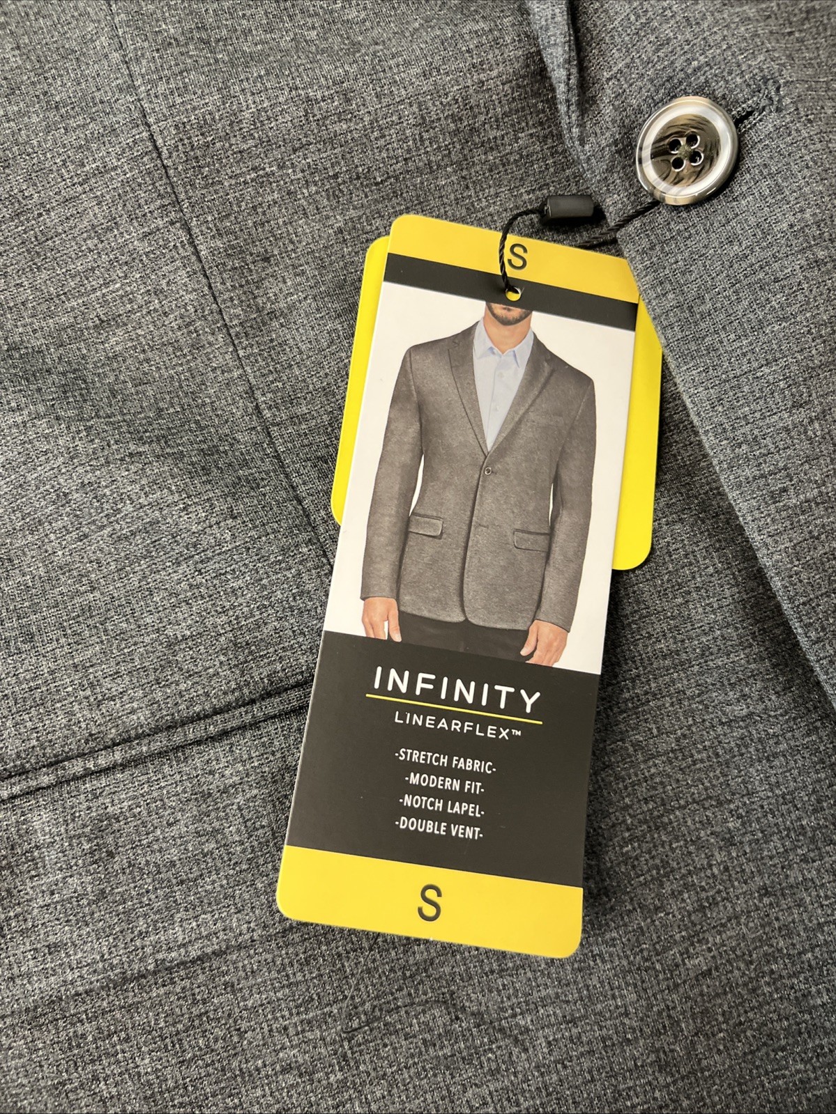 INFINITY Linear Men’s Knit Blazer Jacket Stretch SMALL GRAY Modern Fit Sportcoat