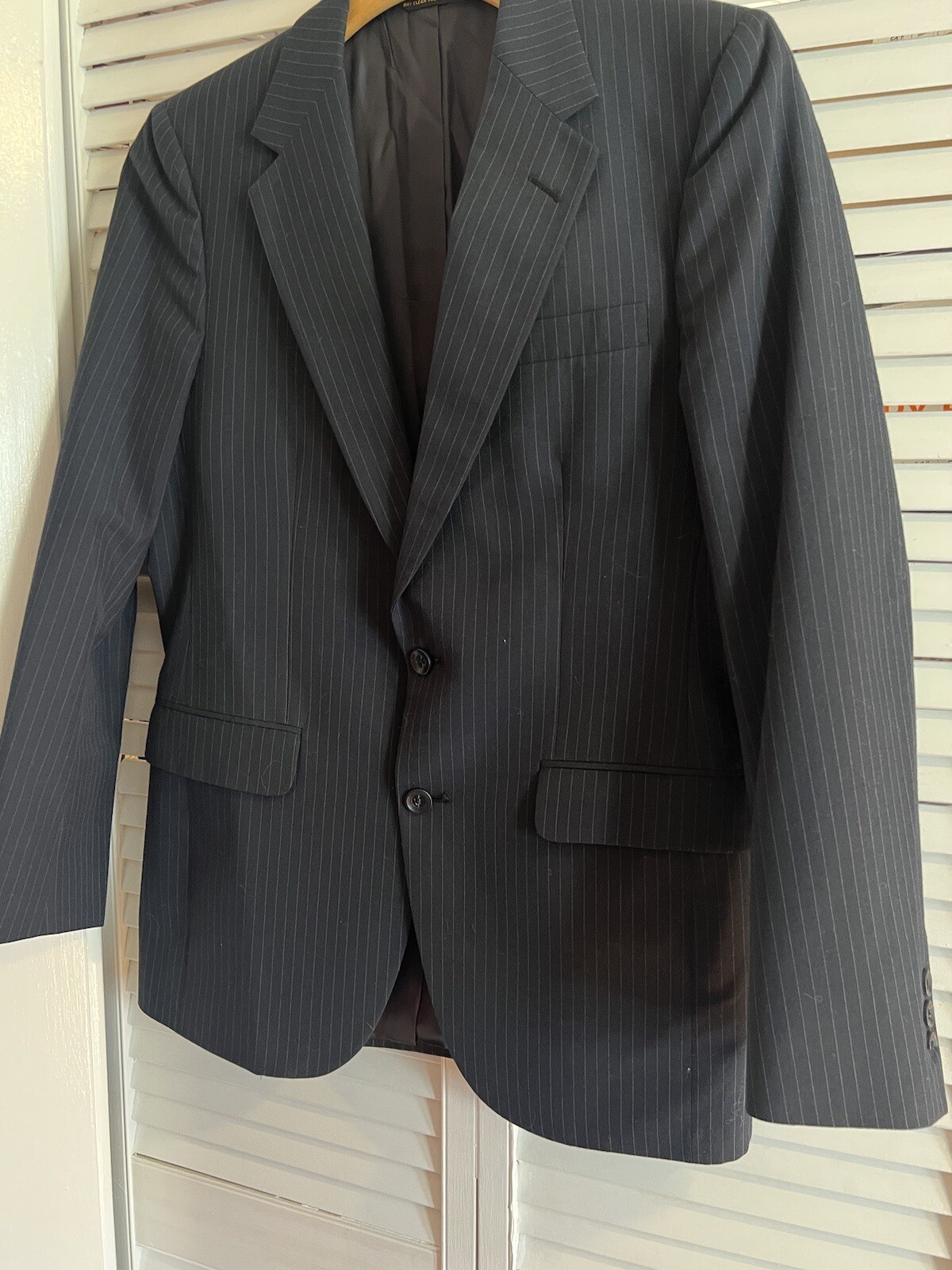 HALSTON Men’s Size 39 Blazer Sport Coat Suit Jacket Blue Striped Made In USA