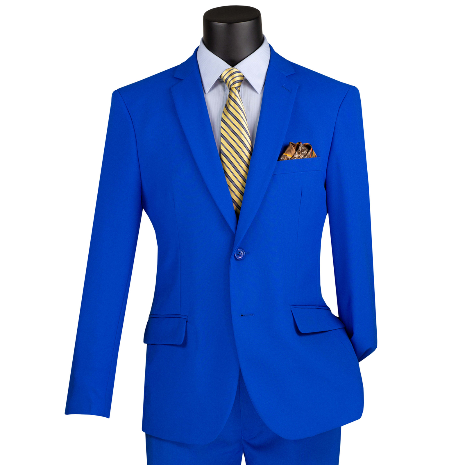 LUCCI Men’s Royal Blue 2-Button Slim-Fit Poplin Polyester Suit NEW