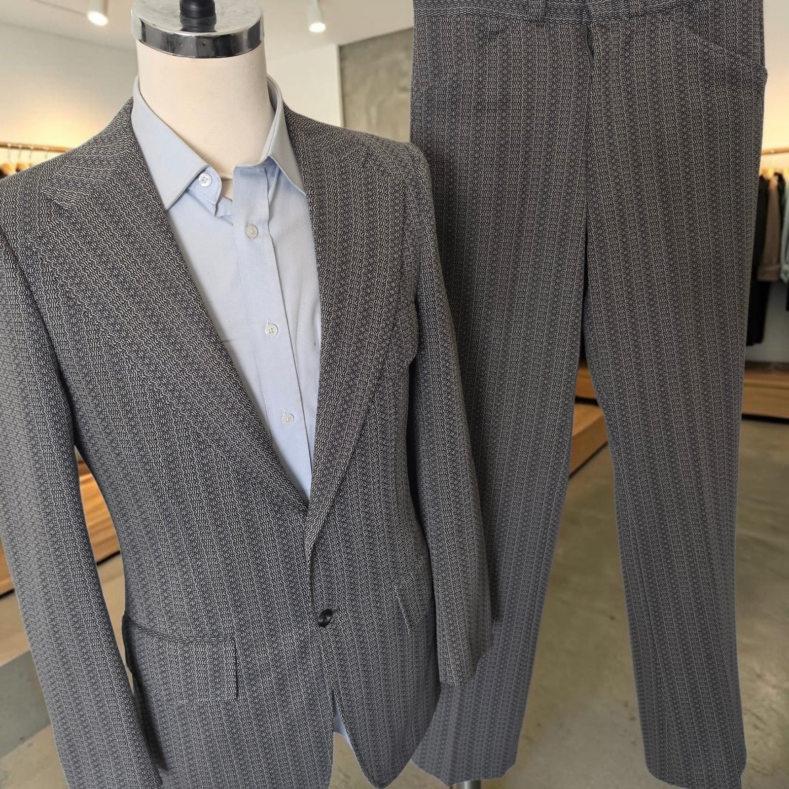 Vtg 1960s Polyester Suit 38L 31×31 Wide Lapel Full Canvas Half Belted Flare Leg