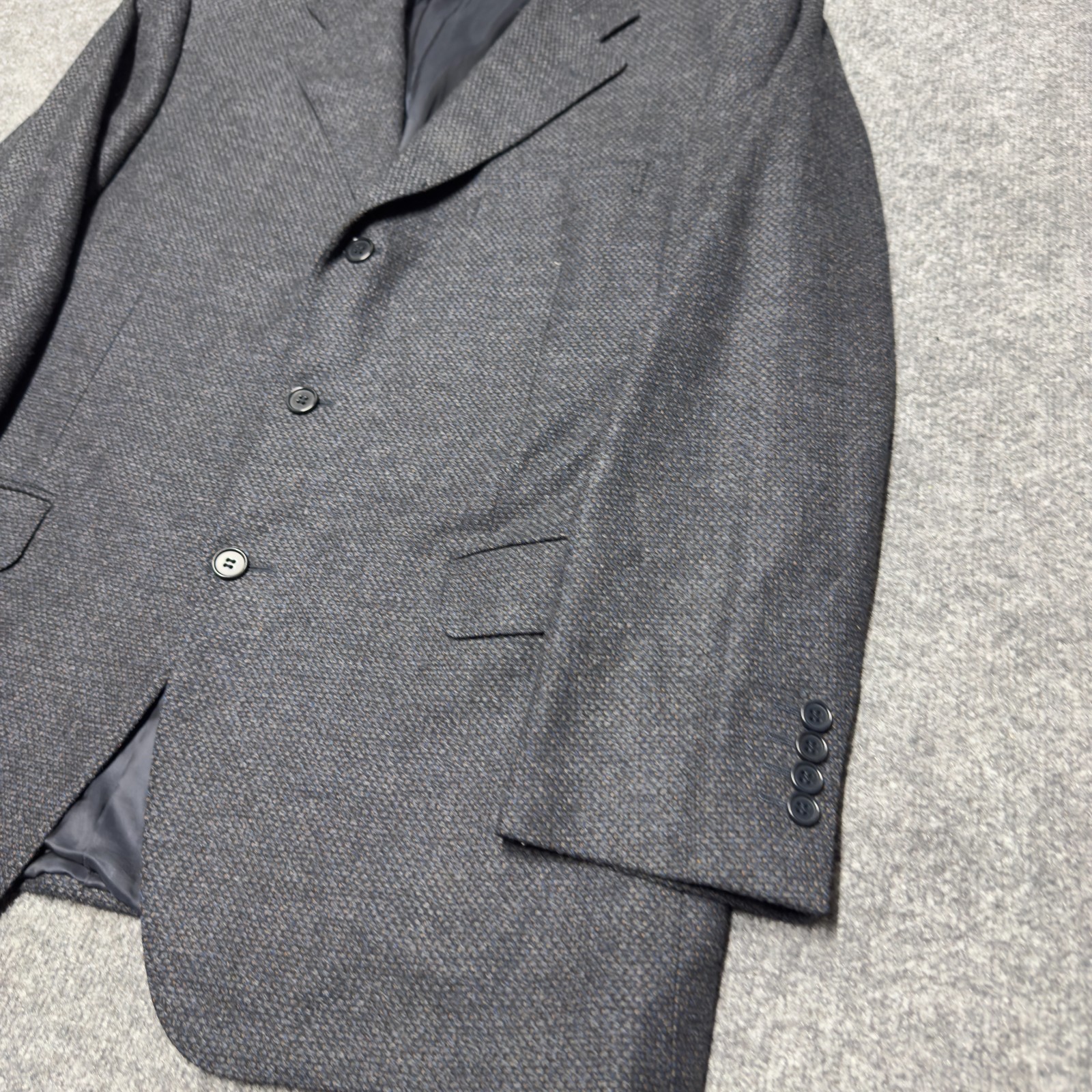 Canali Wool Cashmere Birdseye Hopsack Tweed Blazer Men EU 52 US 42 Italy Gray