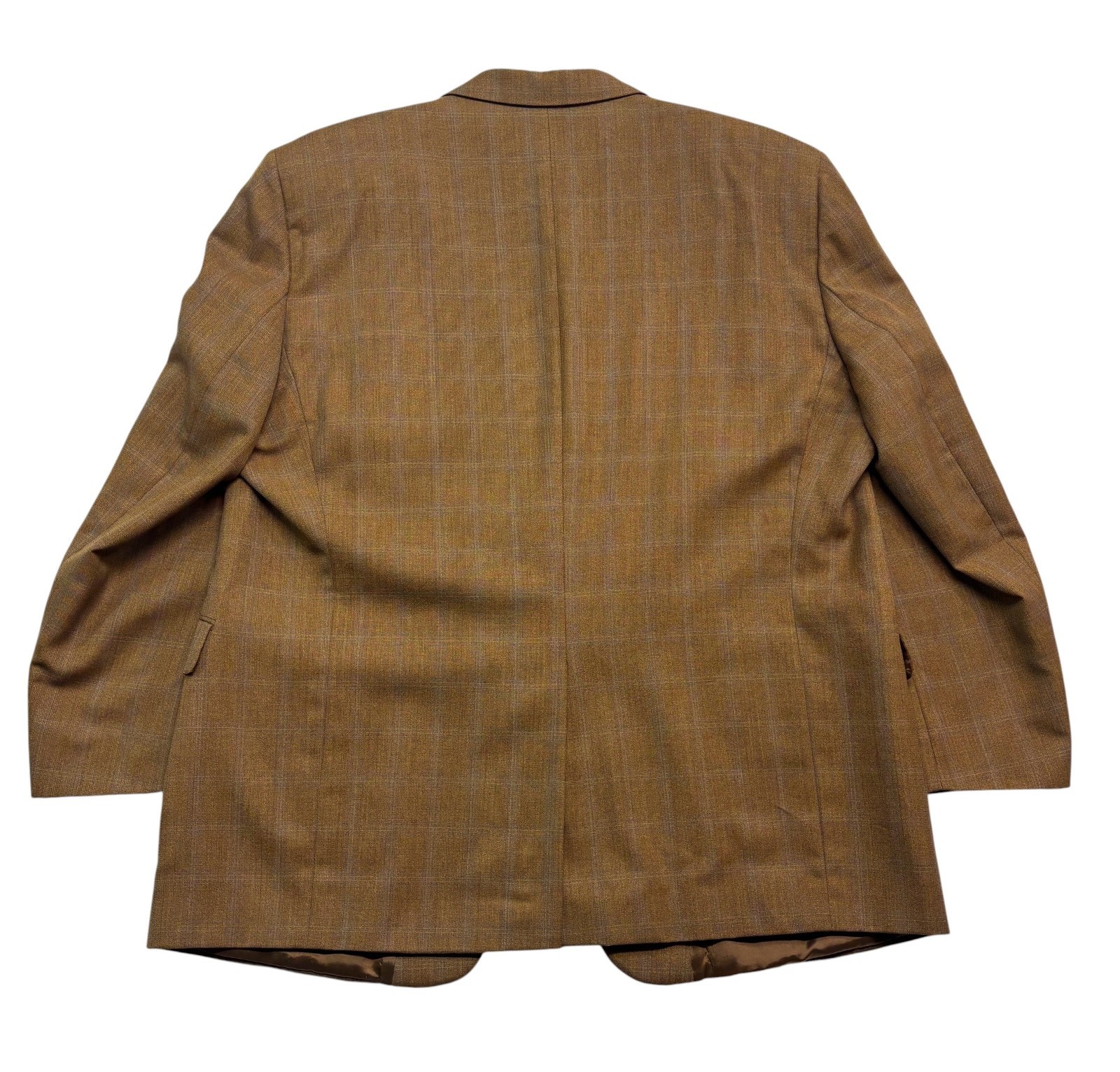 Jack Victor 52L Brown Windowpane Blazer Jacket Sport Suit Coat Wool Big Tall