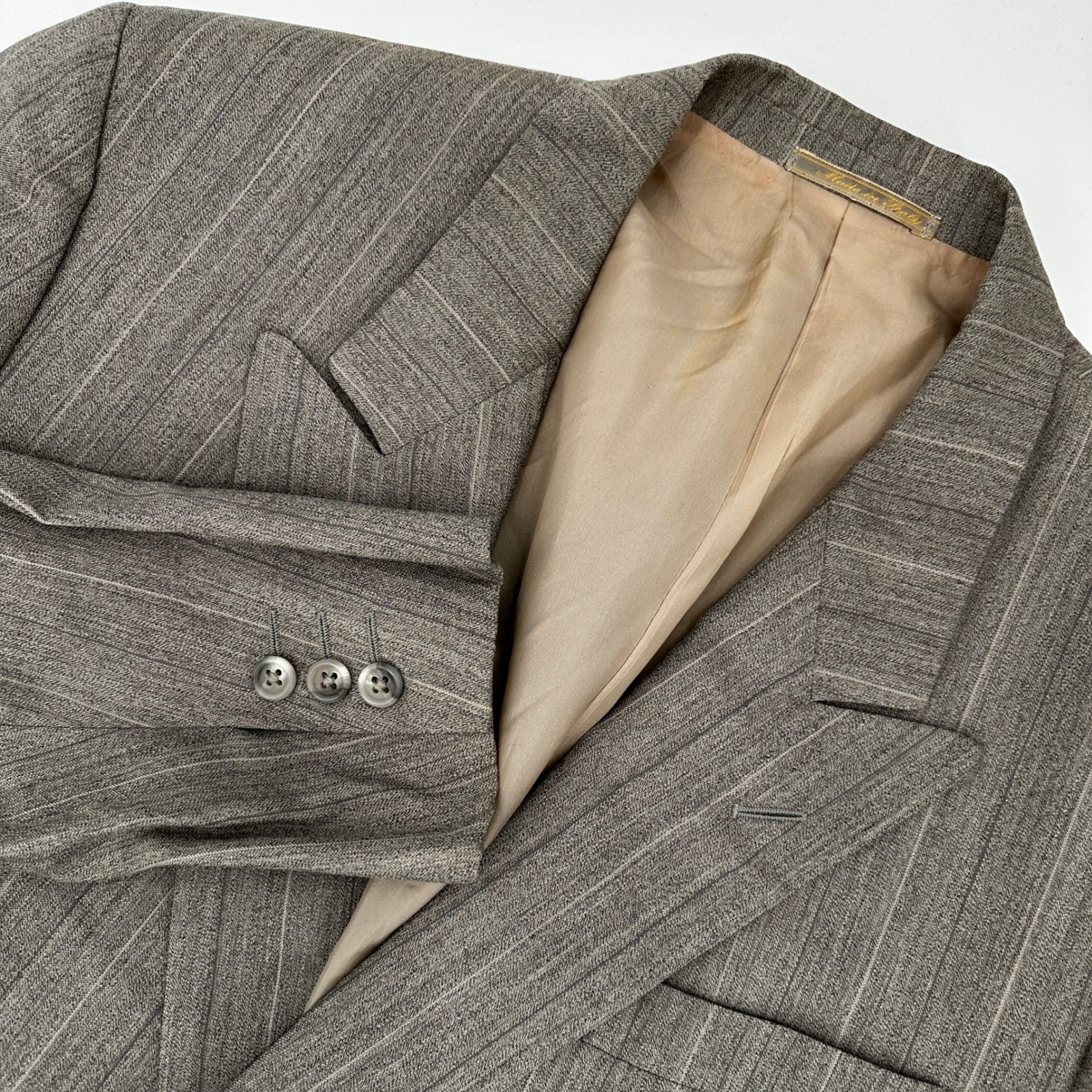 Corneliani Men’s 42R Pinstripe Double Breasted Silk Blend Jacket Blazer Italy