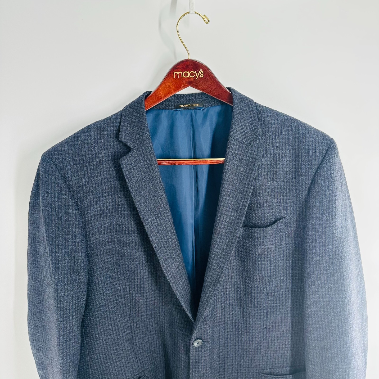 Franco Lotti 2 Button Long Sleeve Classic Jacket Sport Blazer Blue Size 22 × 31