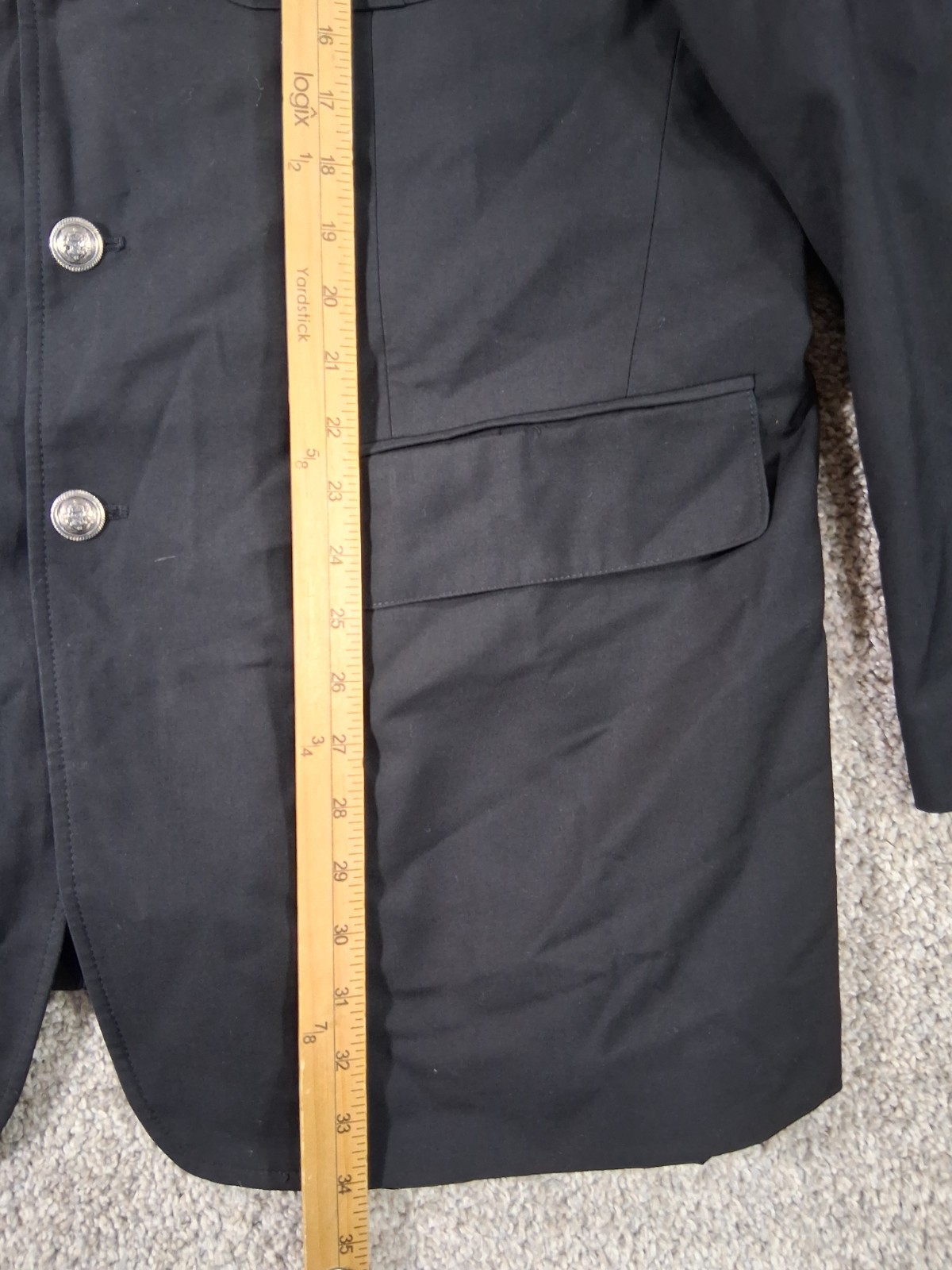 Inserch Mens Jacket XL Pants 38×26.5 Black Button Up Pockets Polyester Blend