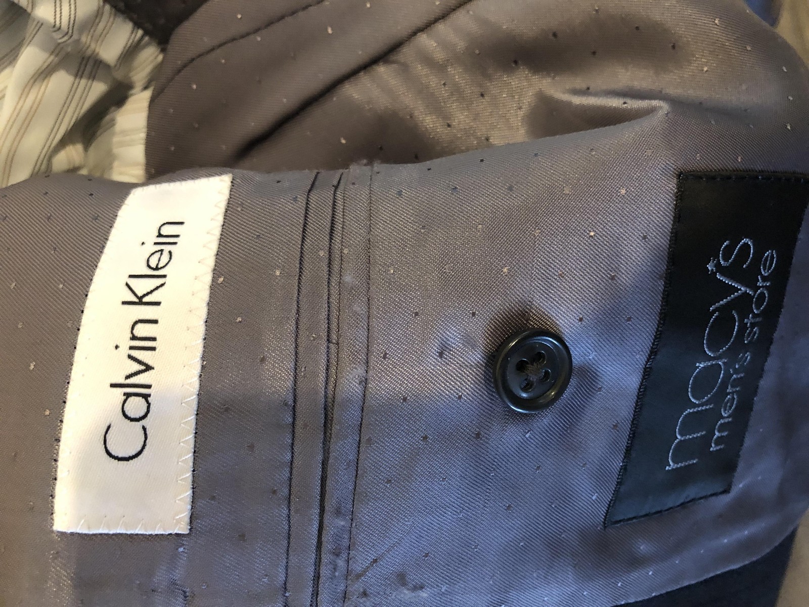 Calvin Klein Suit Jacket Mens 46R Gray Wool Notch Lapel Business Classic Office