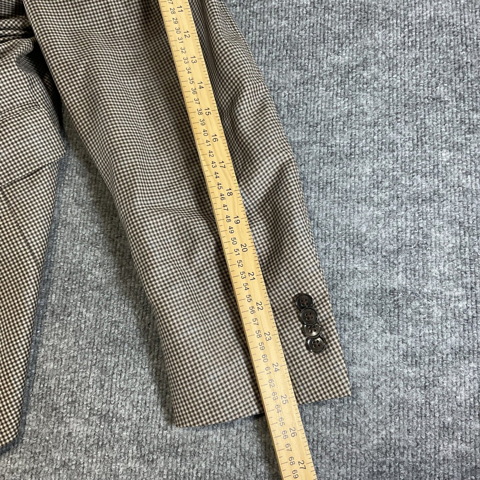 Peter Millar 48R Sport Coat Blazer 100% Wool Brown Houndstooth Two Button Mens