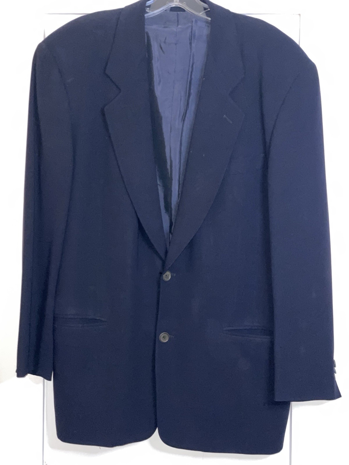 VTG Giorgio Armani Mens Blazer Mid Black 2 Btn Ventless W shoulder pads 40 R