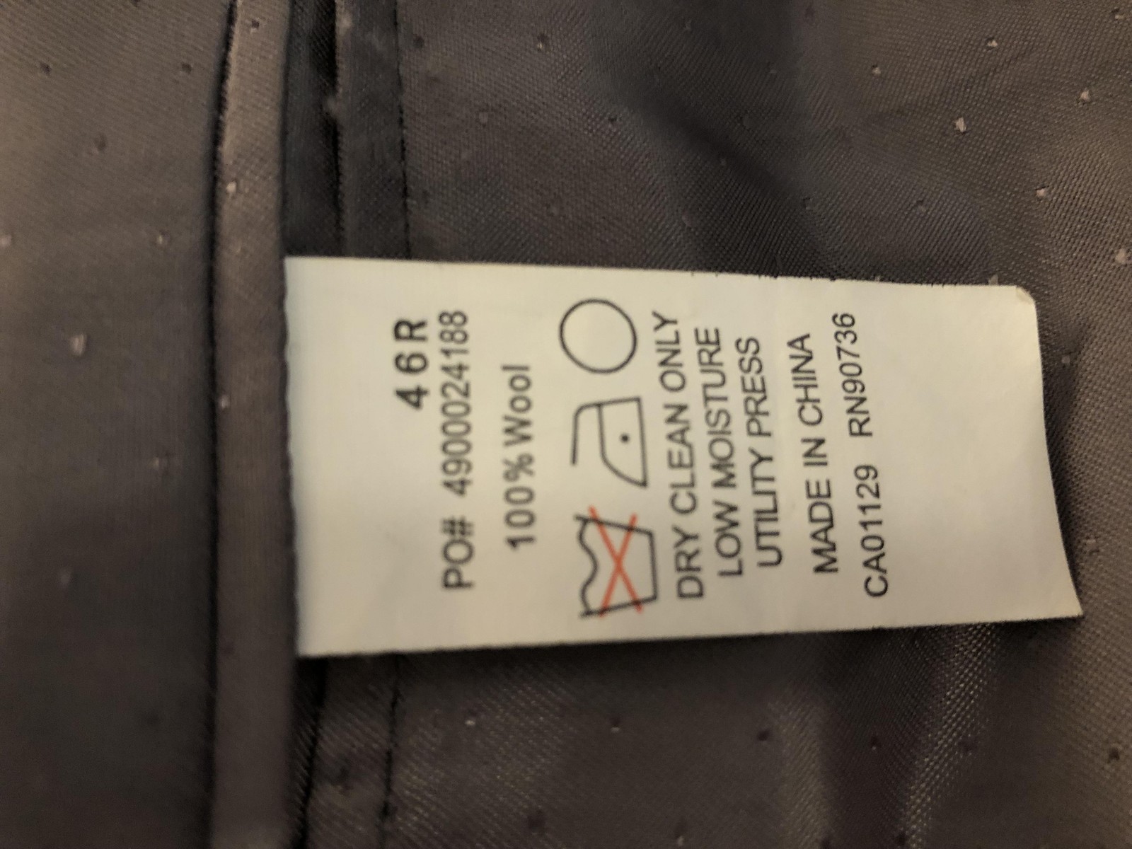 Calvin Klein Suit Jacket Mens 46R Gray Wool Notch Lapel Business Classic Office