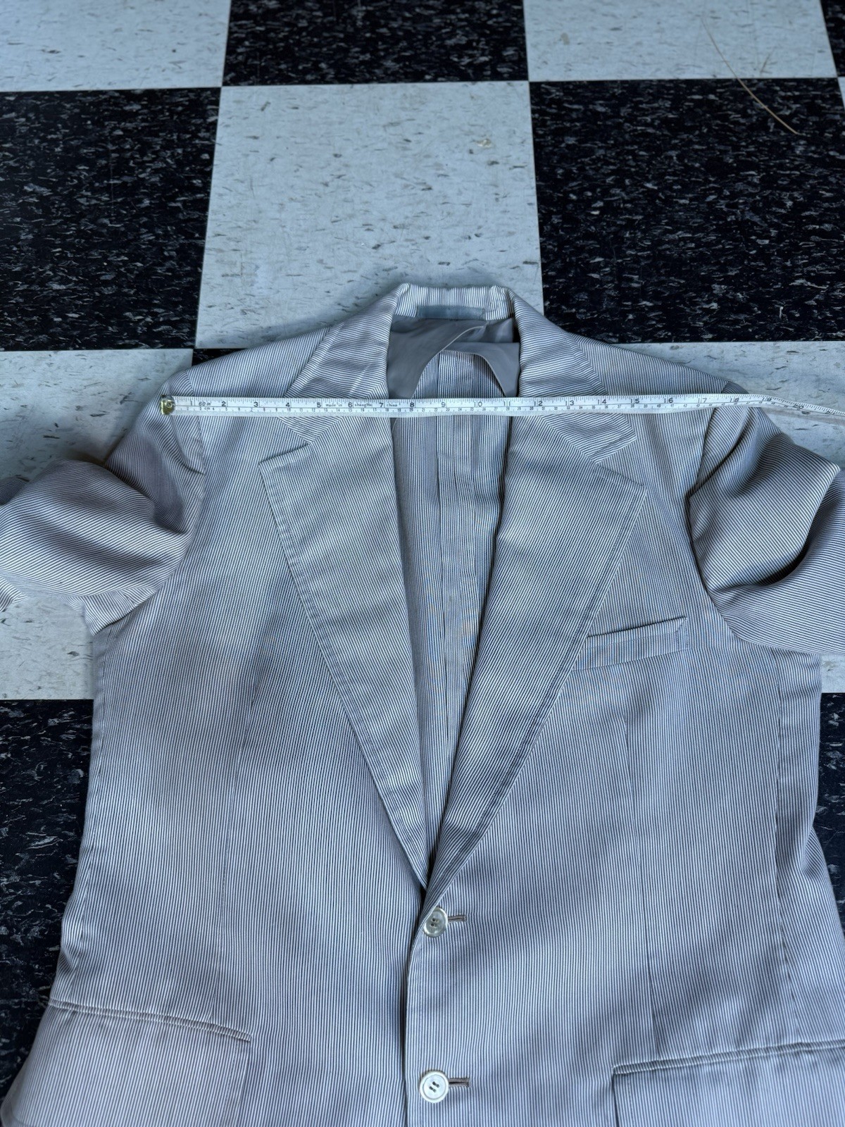 Vtg 80s Haspel Seersucker Suit 2pc Stripe Men 40R 34z31 White Gray Cotton Preppy